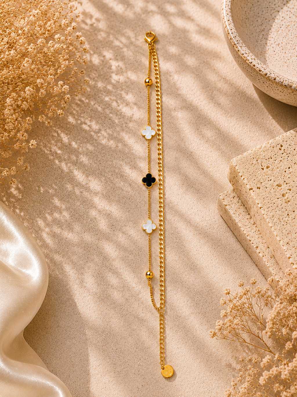 Clover Station Layer Bracelet - Gold Plated & Silver Plated