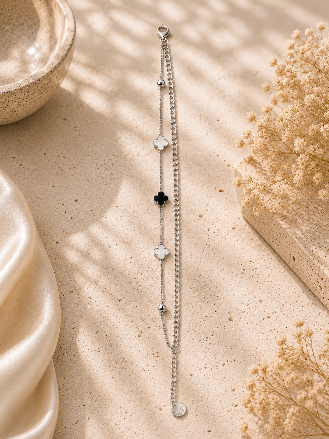 Clover Station Layer Bracelet - Gold Plated & Silver Plated