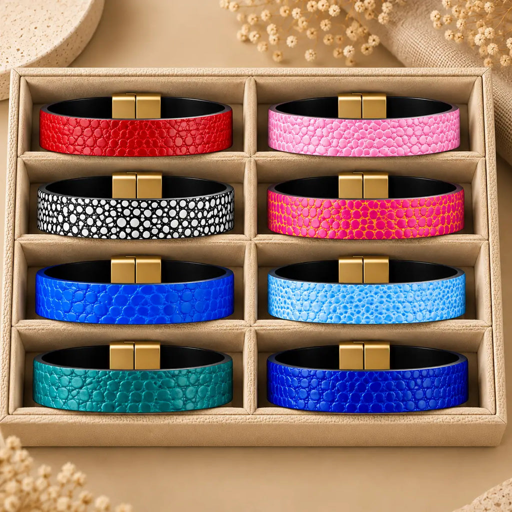 Genuine Ostrich Leather Bracelet for Women – Gold Tone