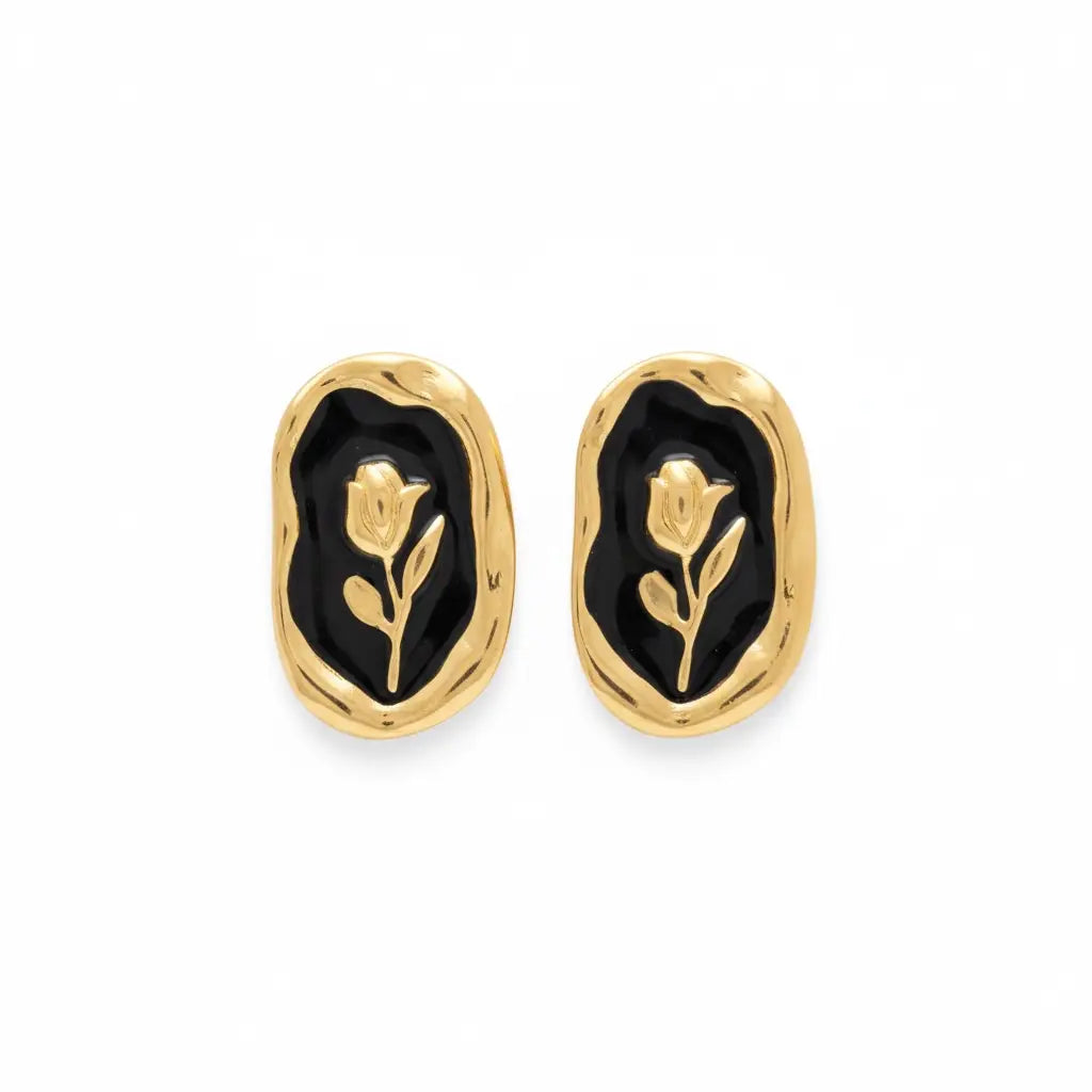 Floral Oval Stud Earrings – 4 Colors