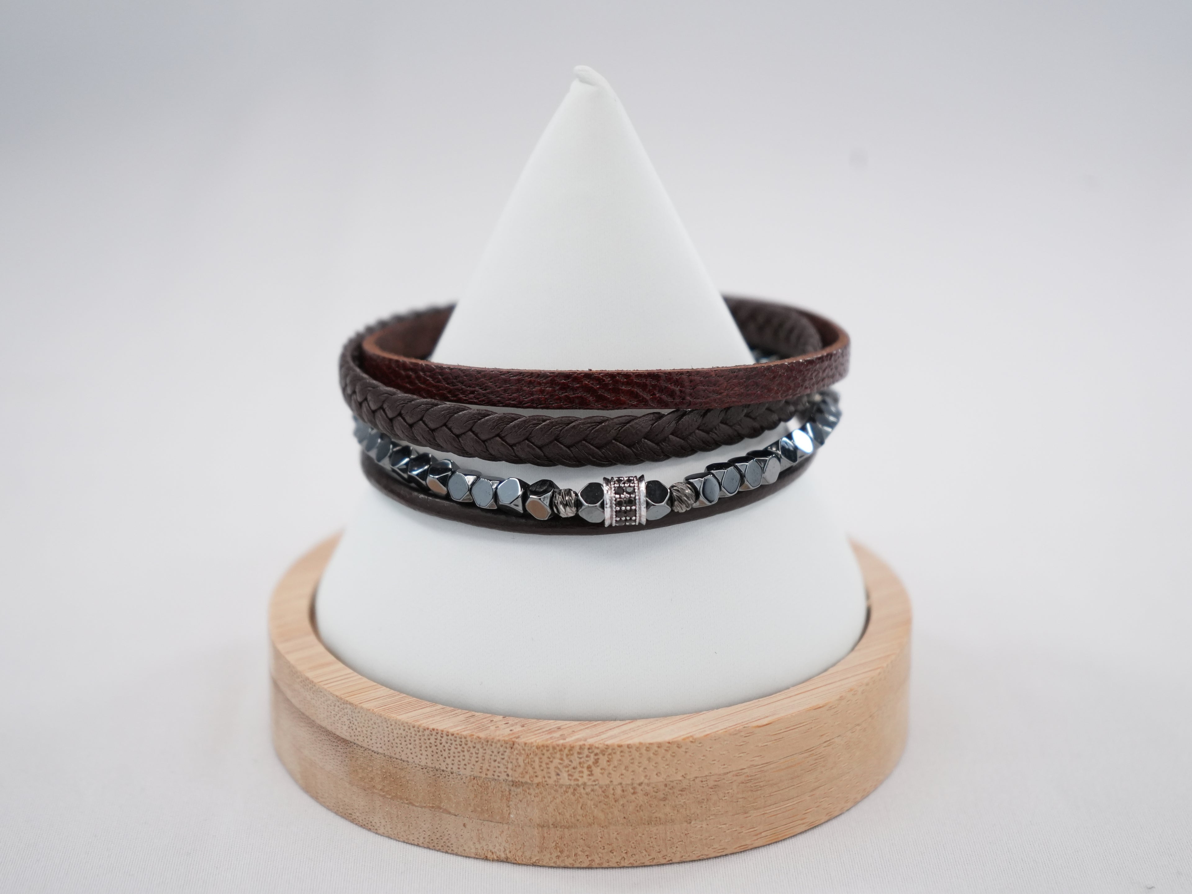 Artisan Braided Leather Mens Bracelet: Ideal Gift for Dad