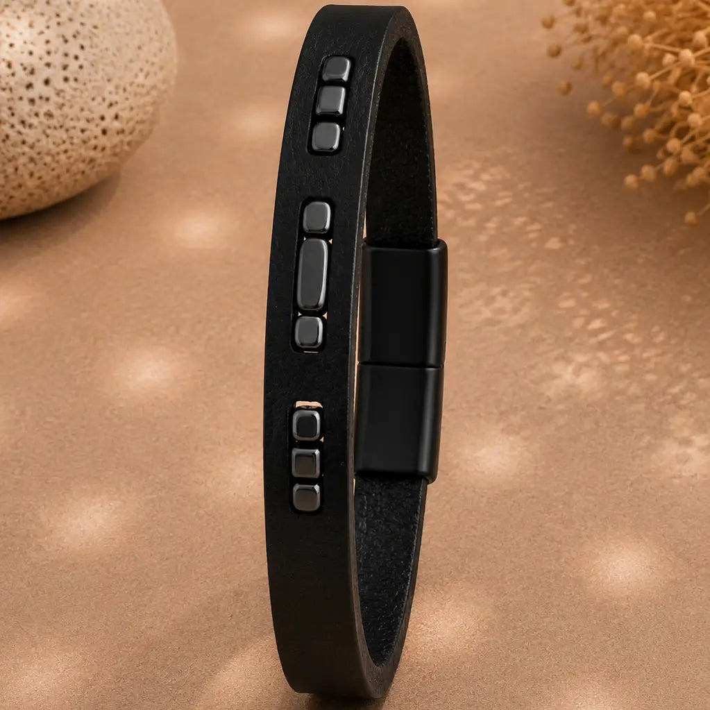 High-Quality Leather Gunmetal Bracelets: Unique Gift for Him