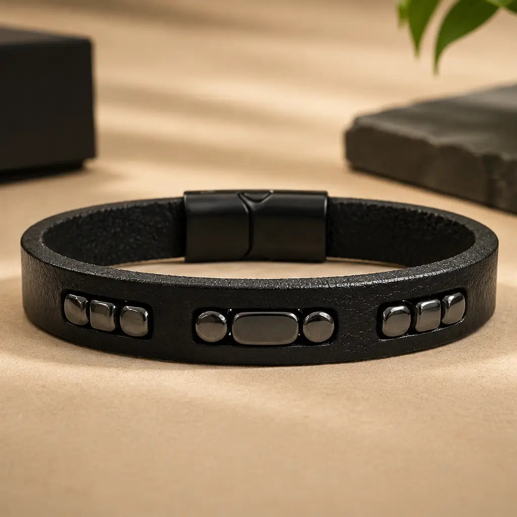High-Quality Leather Gunmetal Bracelets: Unique Gift for Him