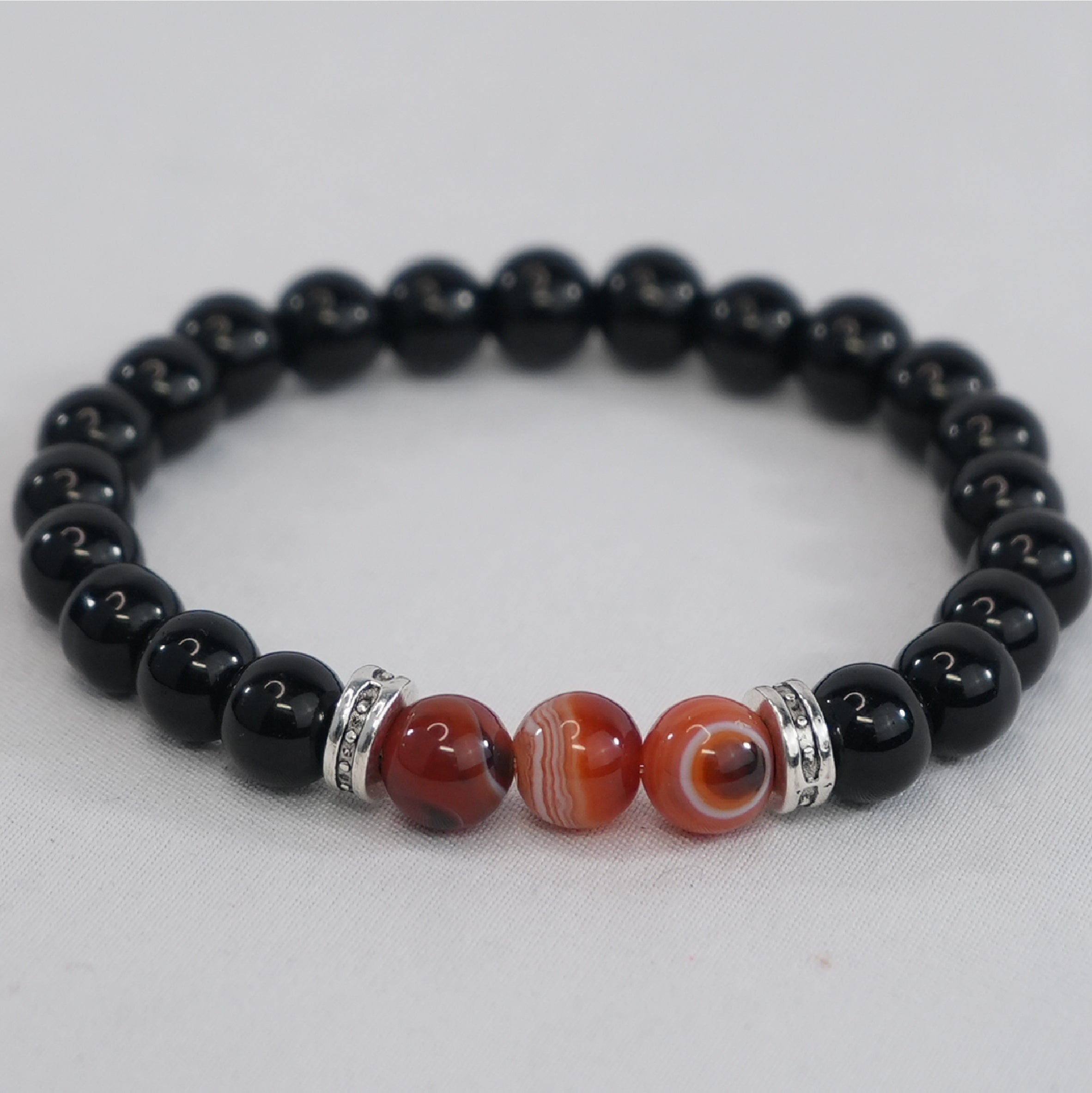 Red Natural Stone Stretchy Men Bracelet: Bold Sophistication