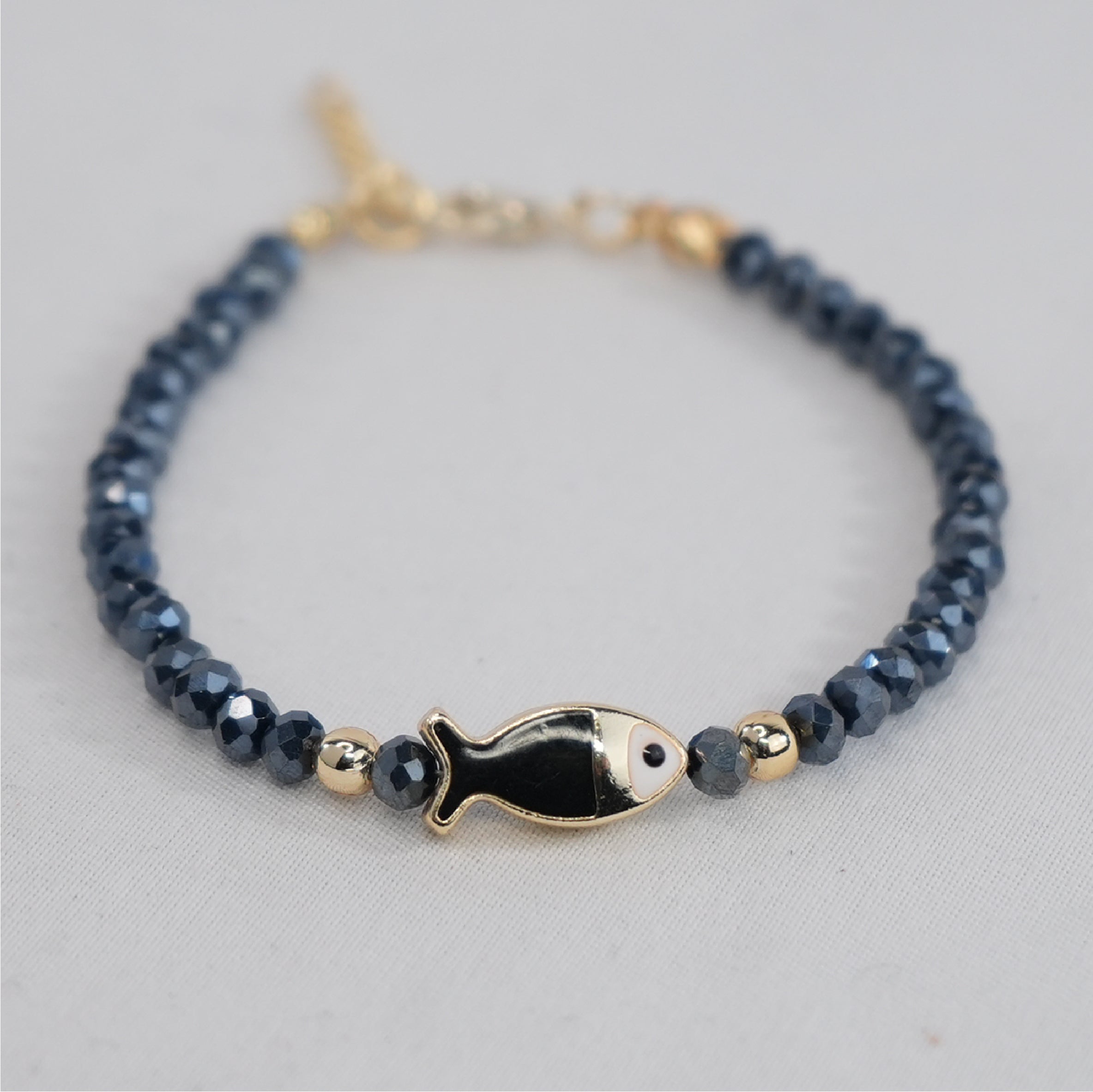 Crystal Beaded Fish with Adjustable Chain- 11 Color Options 