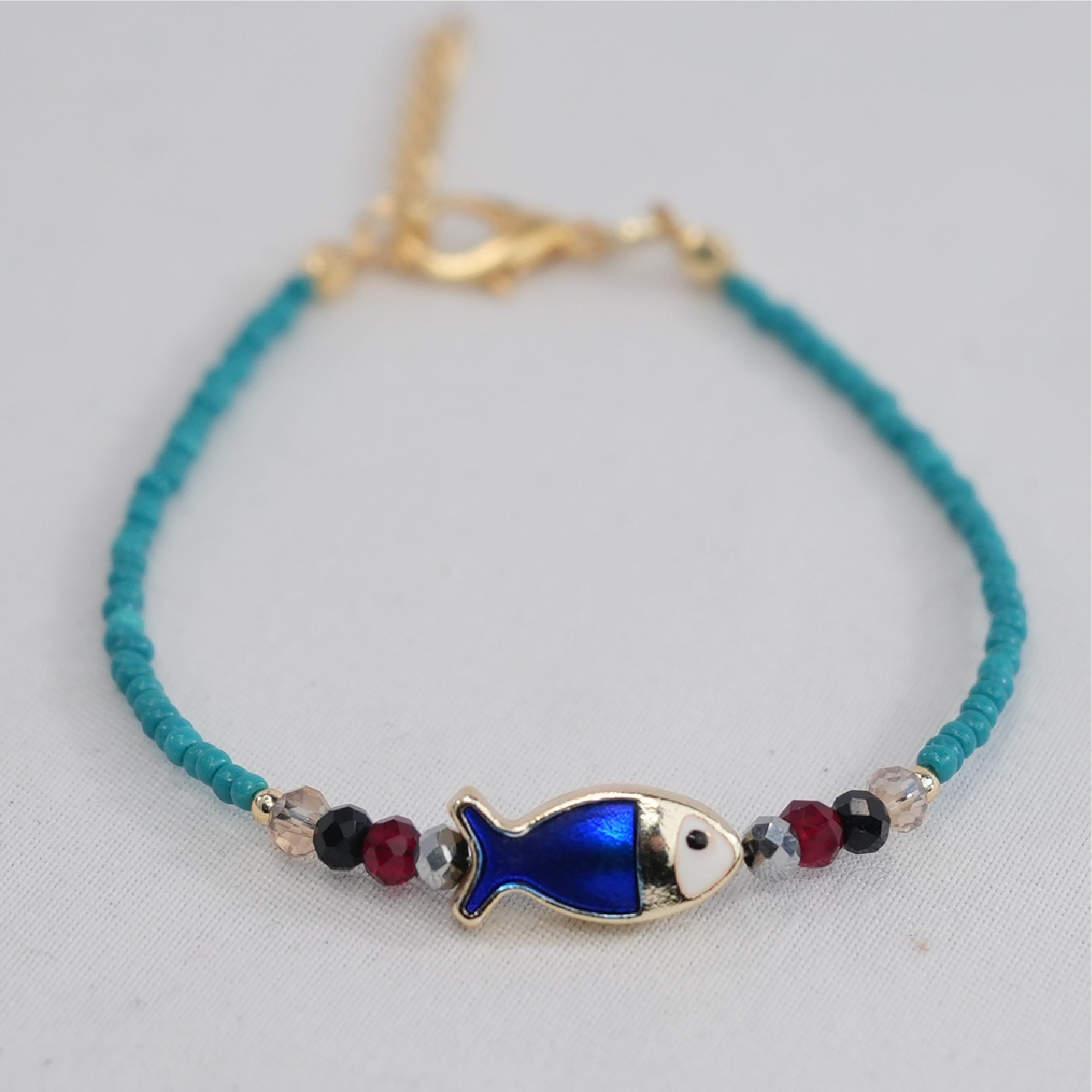Crystal Beaded Fish with Adjustable Chain- 11 Color Options 