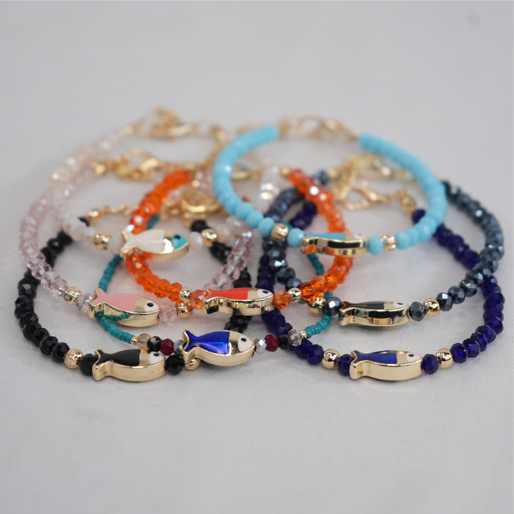 Crystal Beaded Fish with Adjustable Chain- 11 Color Options 