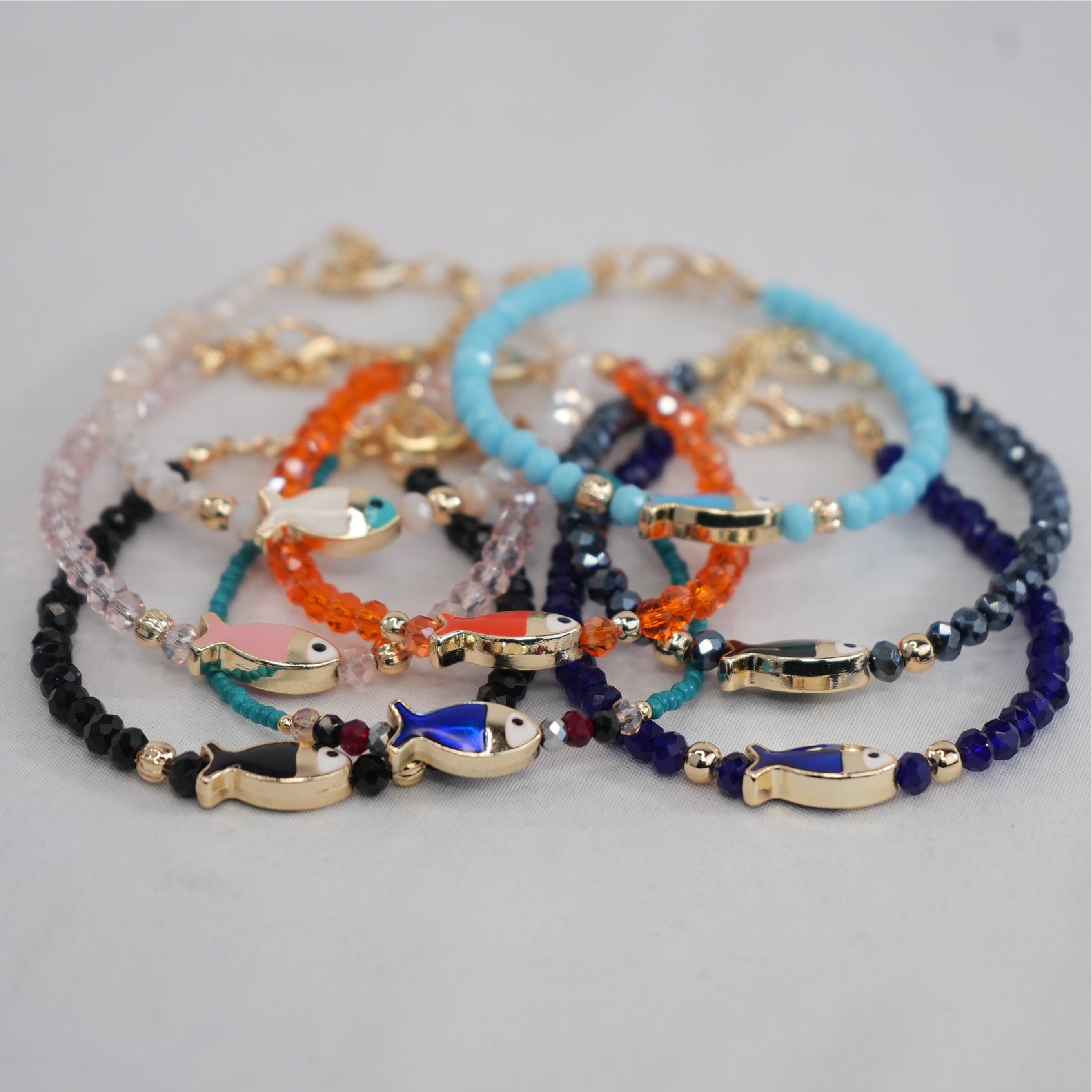 Crystal Beaded Fish with Adjustable Chain- 11 Color Options 
