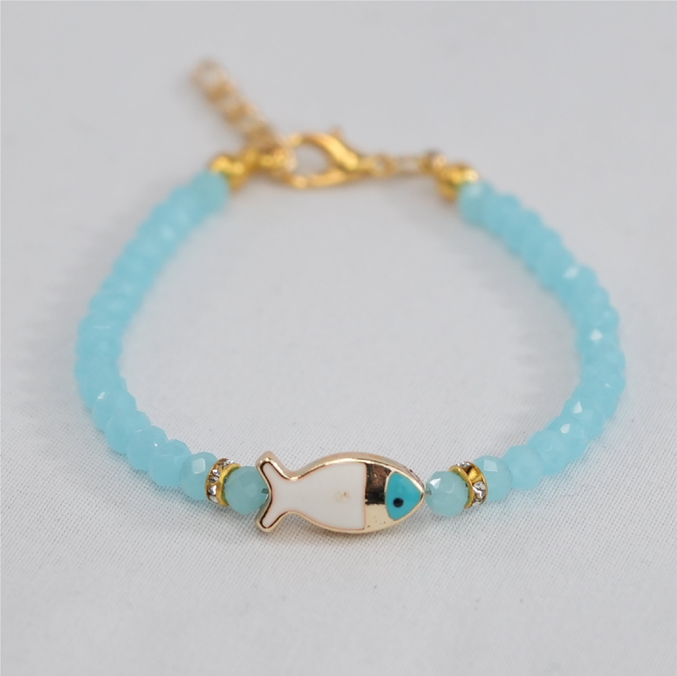 Crystal Beaded Fish with Adjustable Chain- 11 Color Options 