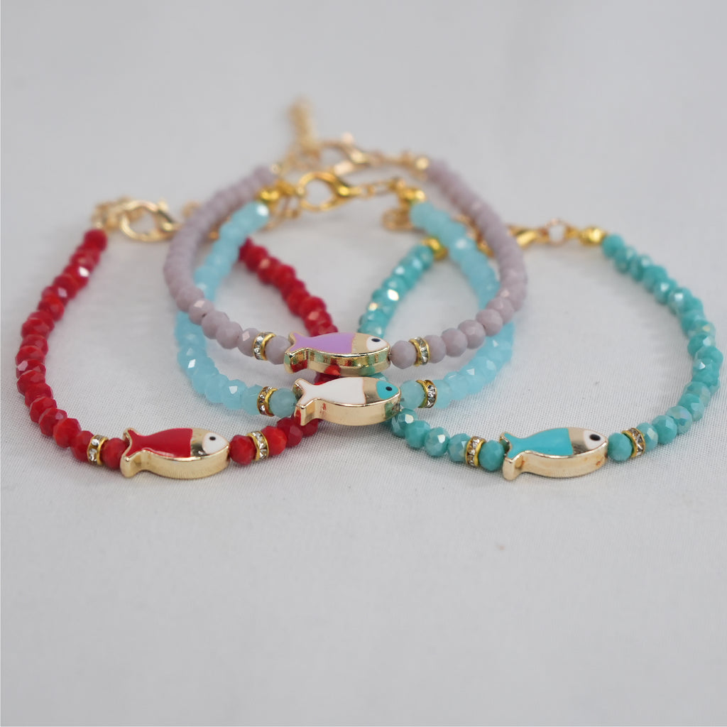 Crystal Beaded Fish with Adjustable Chain- 11 Color Options 