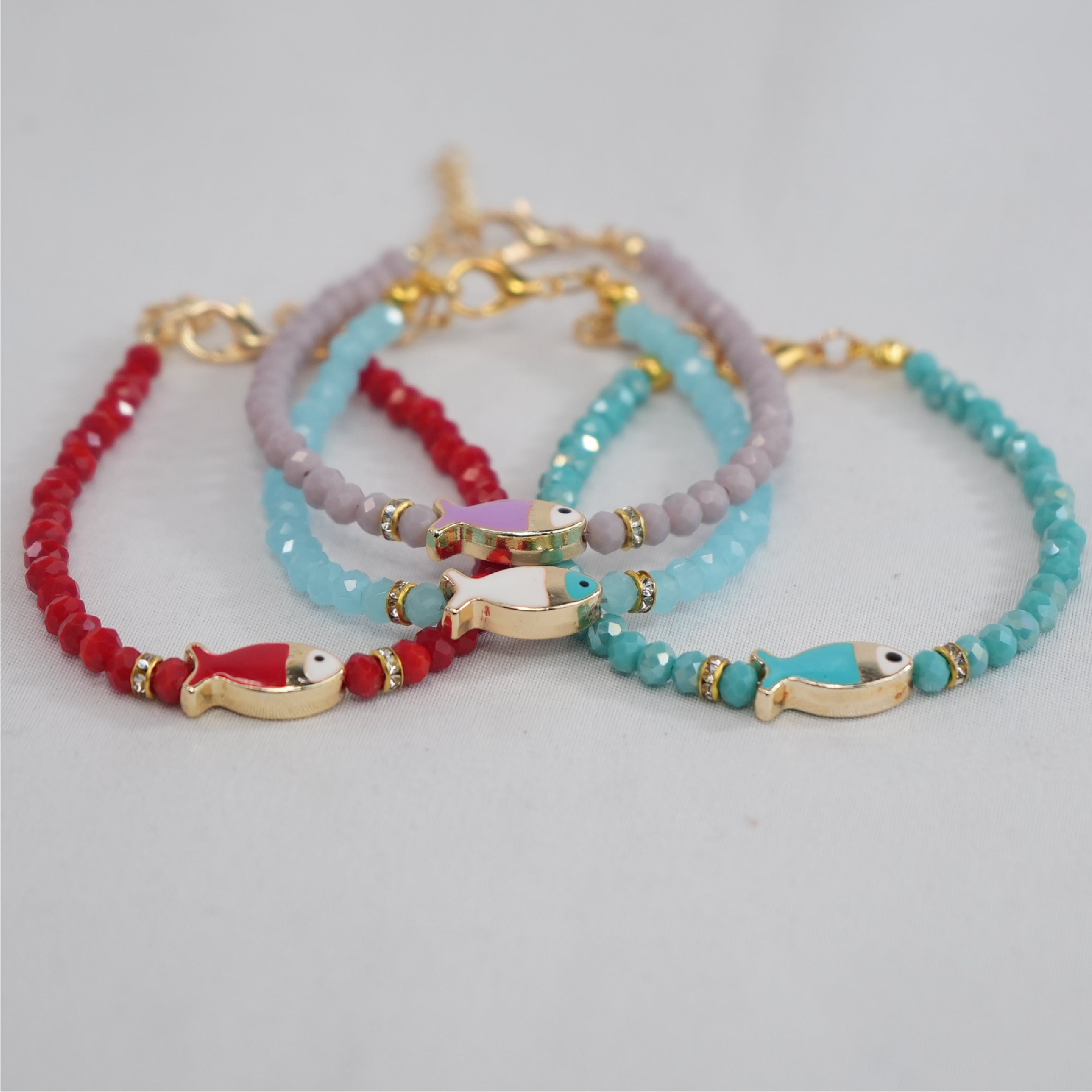 Crystal Beaded Fish with Adjustable Chain- 11 Color Options 