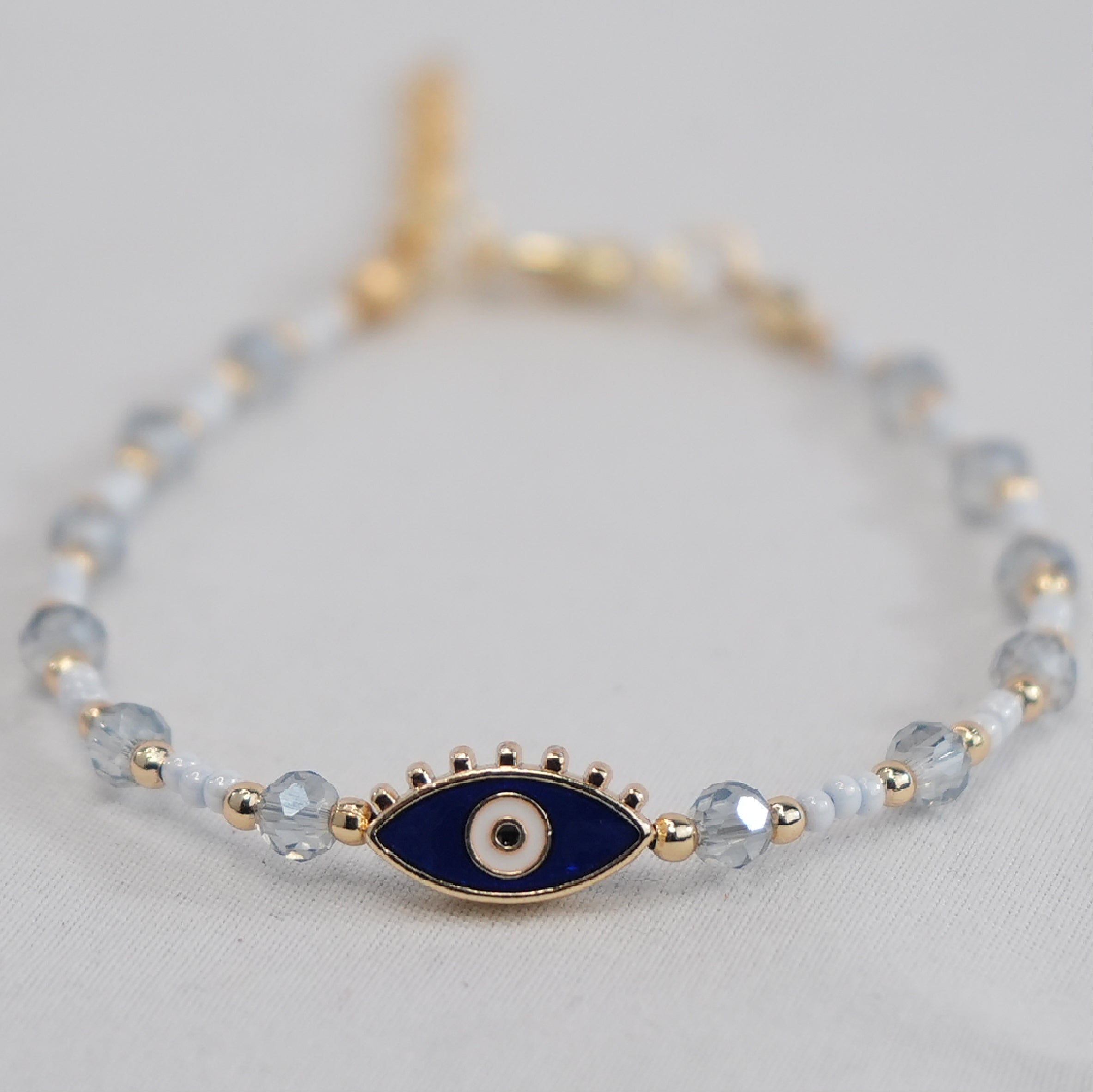 Lux Crystal Oval Evil Eye Bracelet: Two-Color Option, Elegant Protection