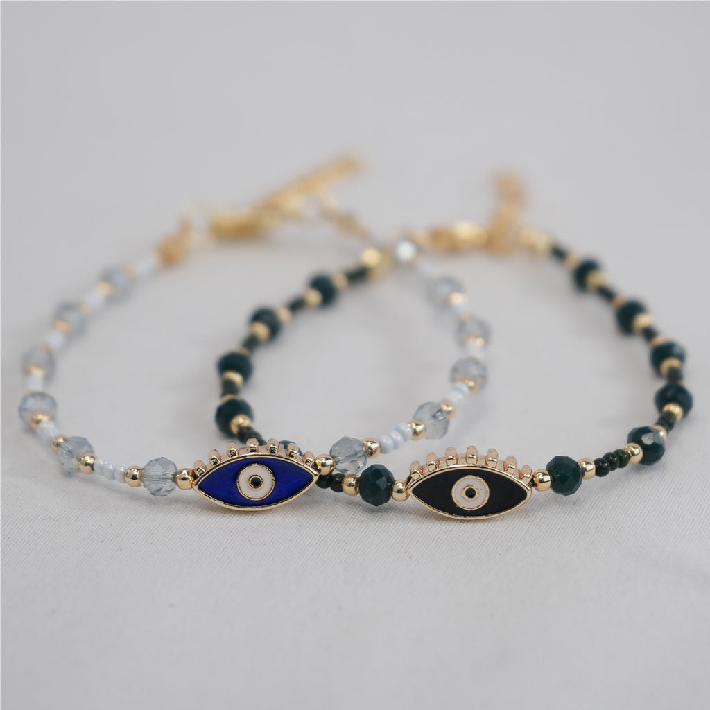 Lux Crystal Oval Evil Eye Bracelet: Two-Color Option, Elegant Protection