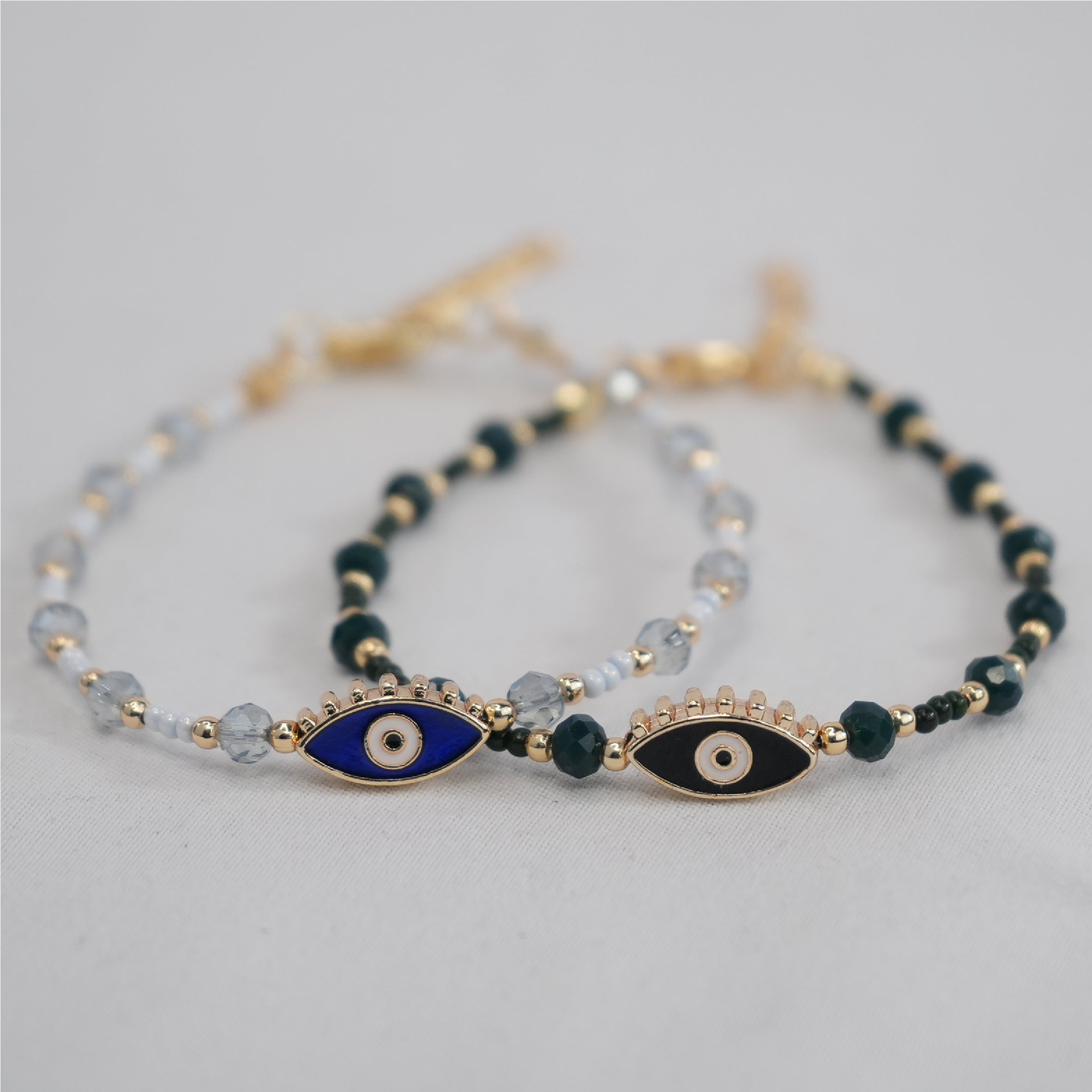 Lux Crystal Oval Evil Eye Bracelet: Two-Color Option, Elegant Protection