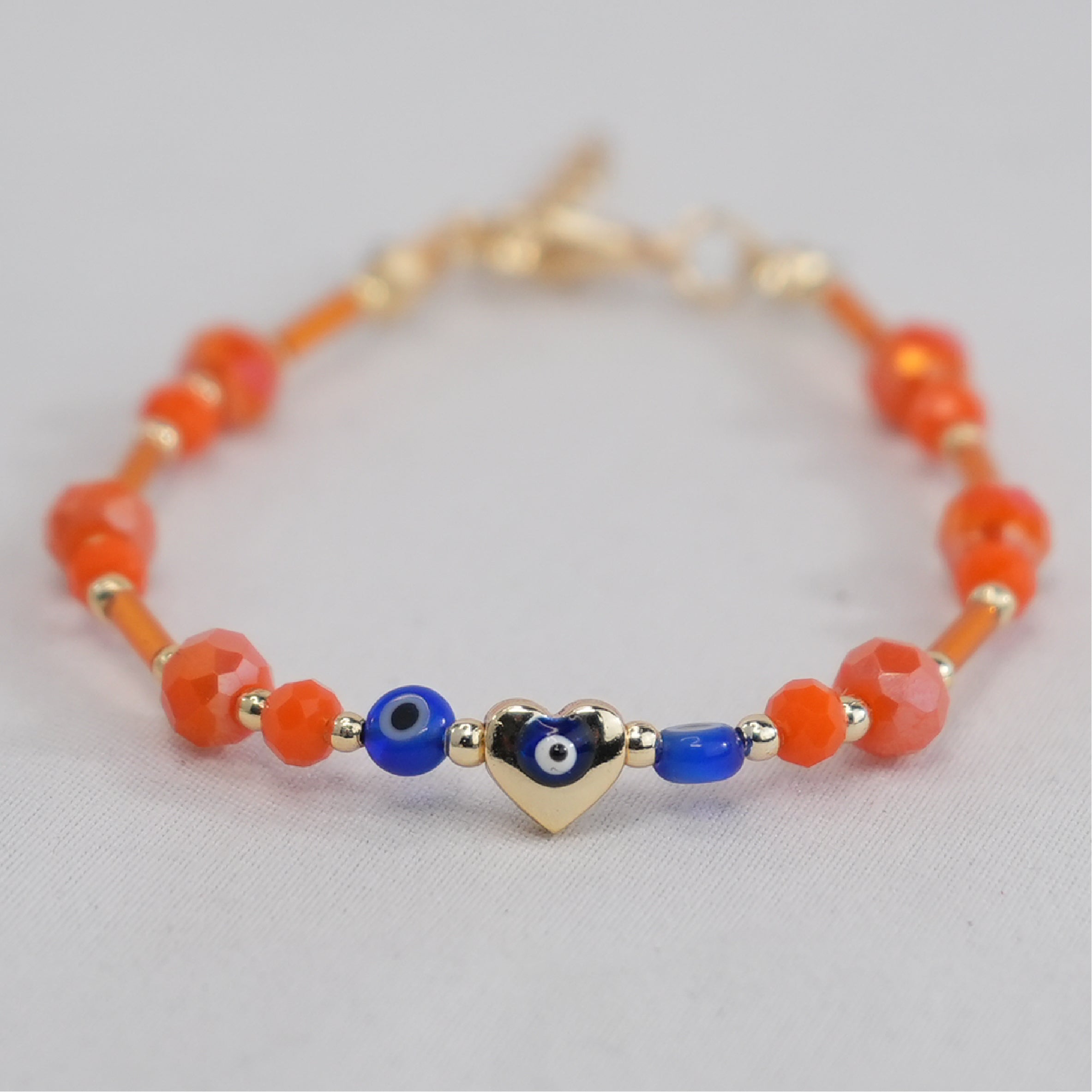 Lux Crystal Evil Eye Heart Bracelets with Adjustable Chain