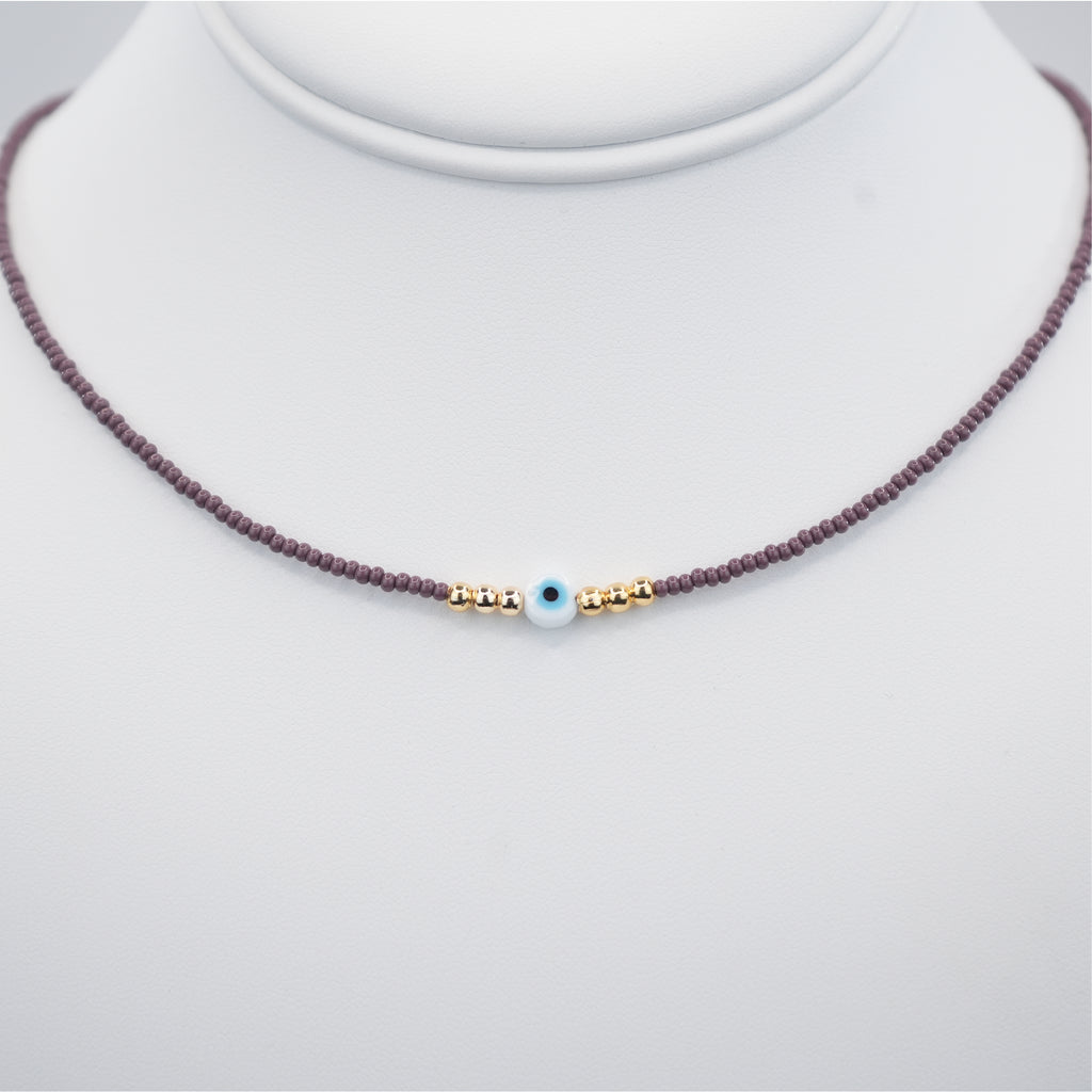 White Evil Eye Beaded Necklace - Handcrafted Turkish Jewelry