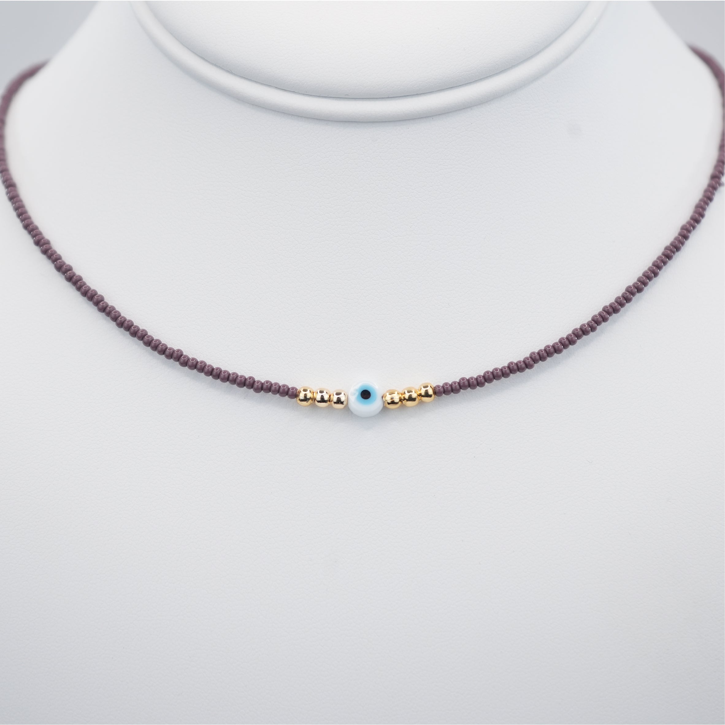 White Evil Eye Beaded Necklace - Handcrafted Turkish Jewelry