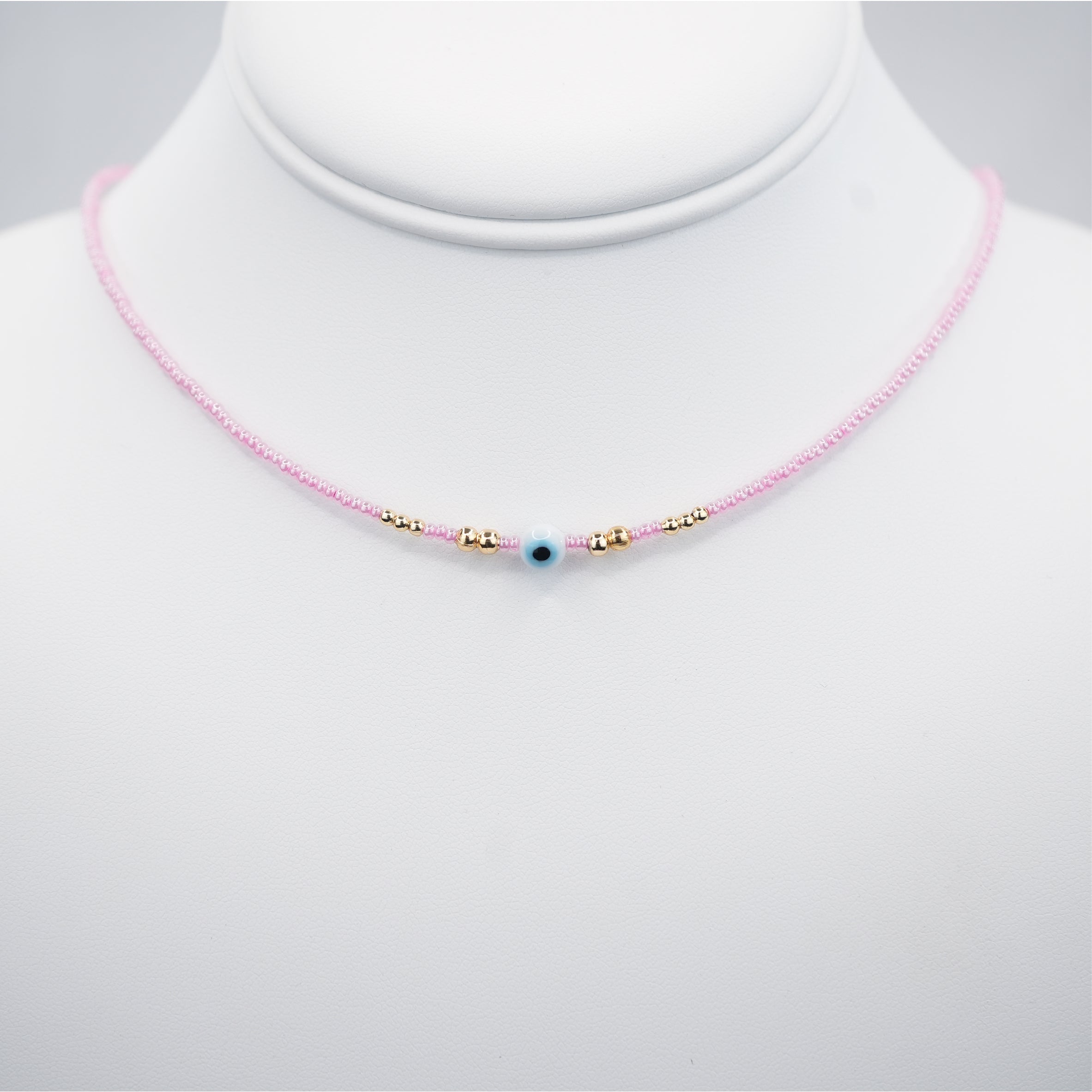 White Evil Eye Beaded Necklace - Handcrafted Turkish Jewelry