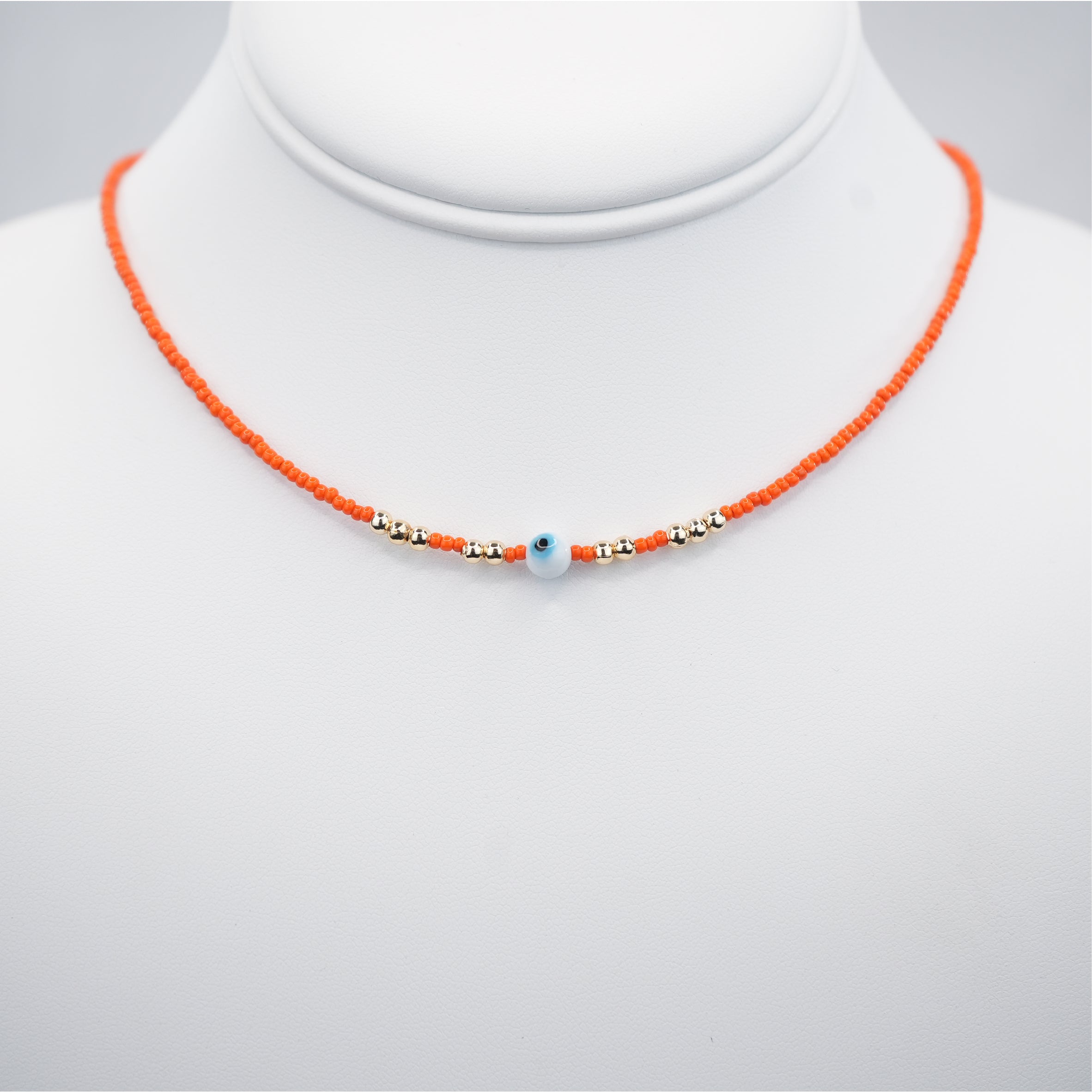 White Evil Eye Beaded Necklace - Handcrafted Turkish Jewelry