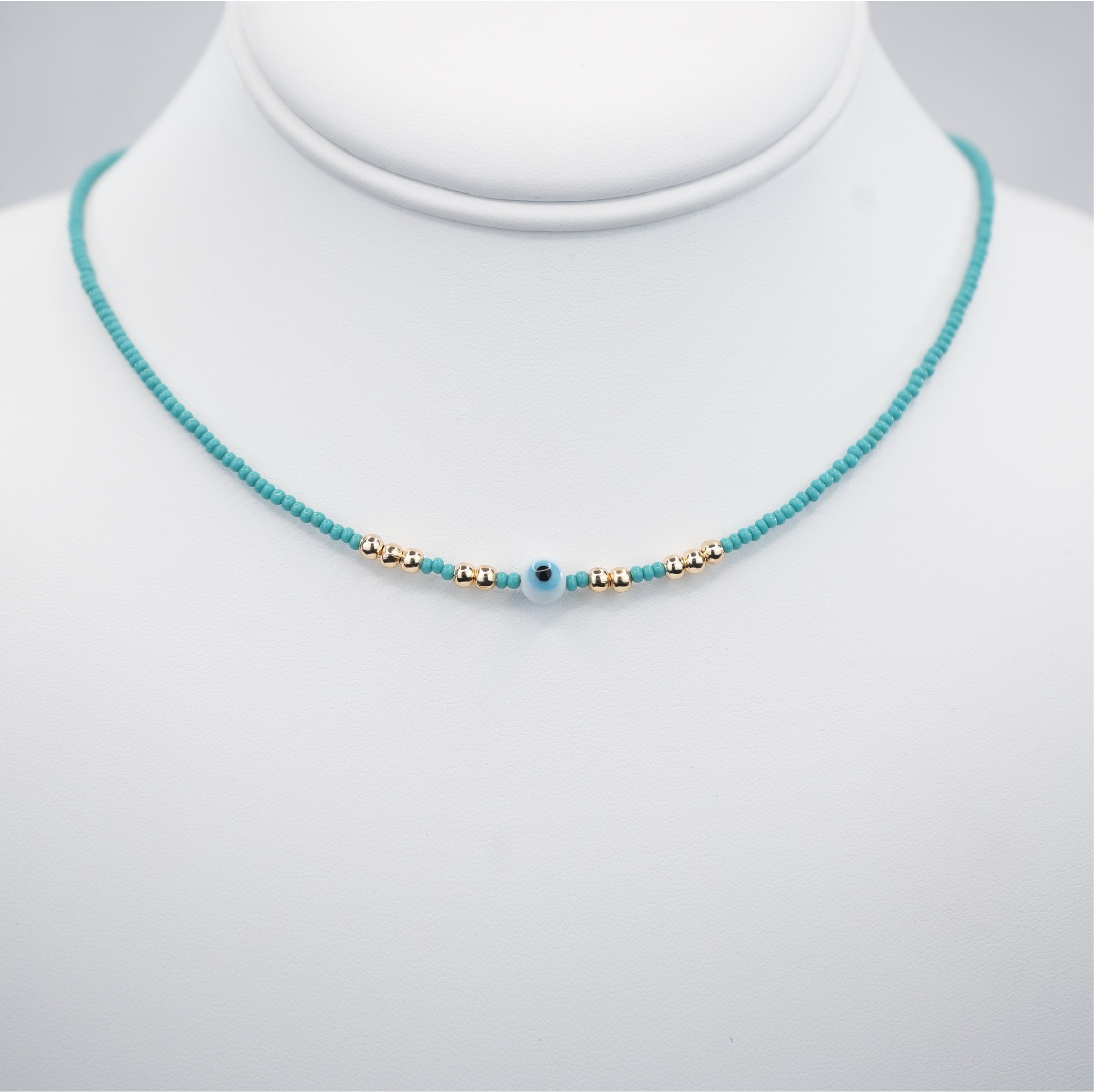 White Evil Eye Beaded Necklace - Handcrafted Turkish Jewelry