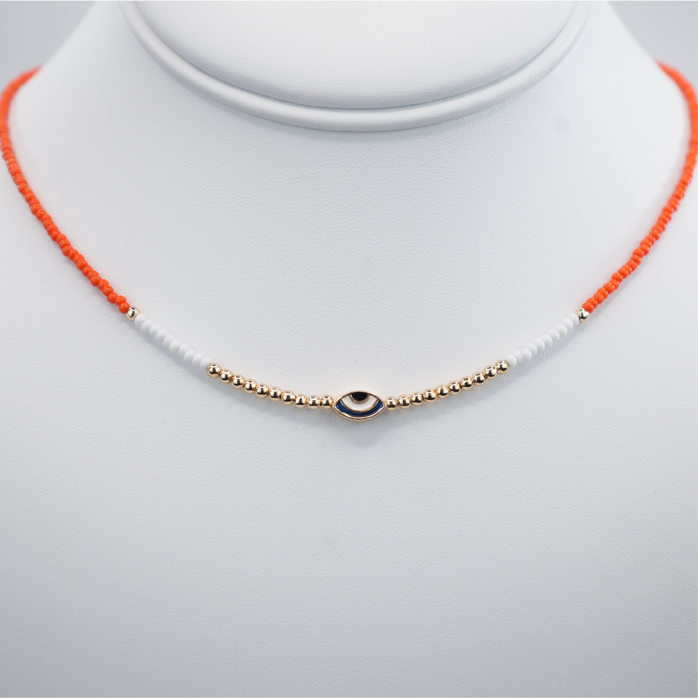 Oval Evil Eye Beaded Necklace: Elegant Protection