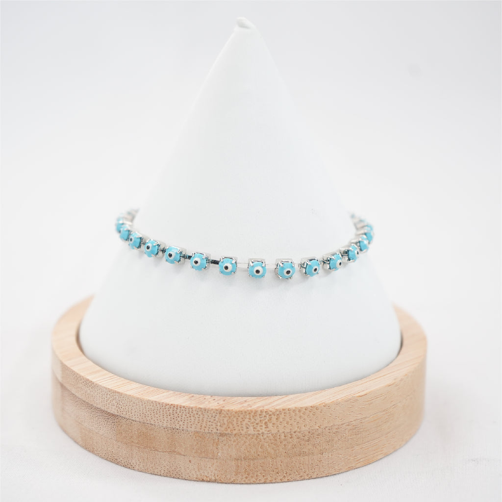 Matte Blue Evil Eye Beaded Summer Anklets - Stylish Protection