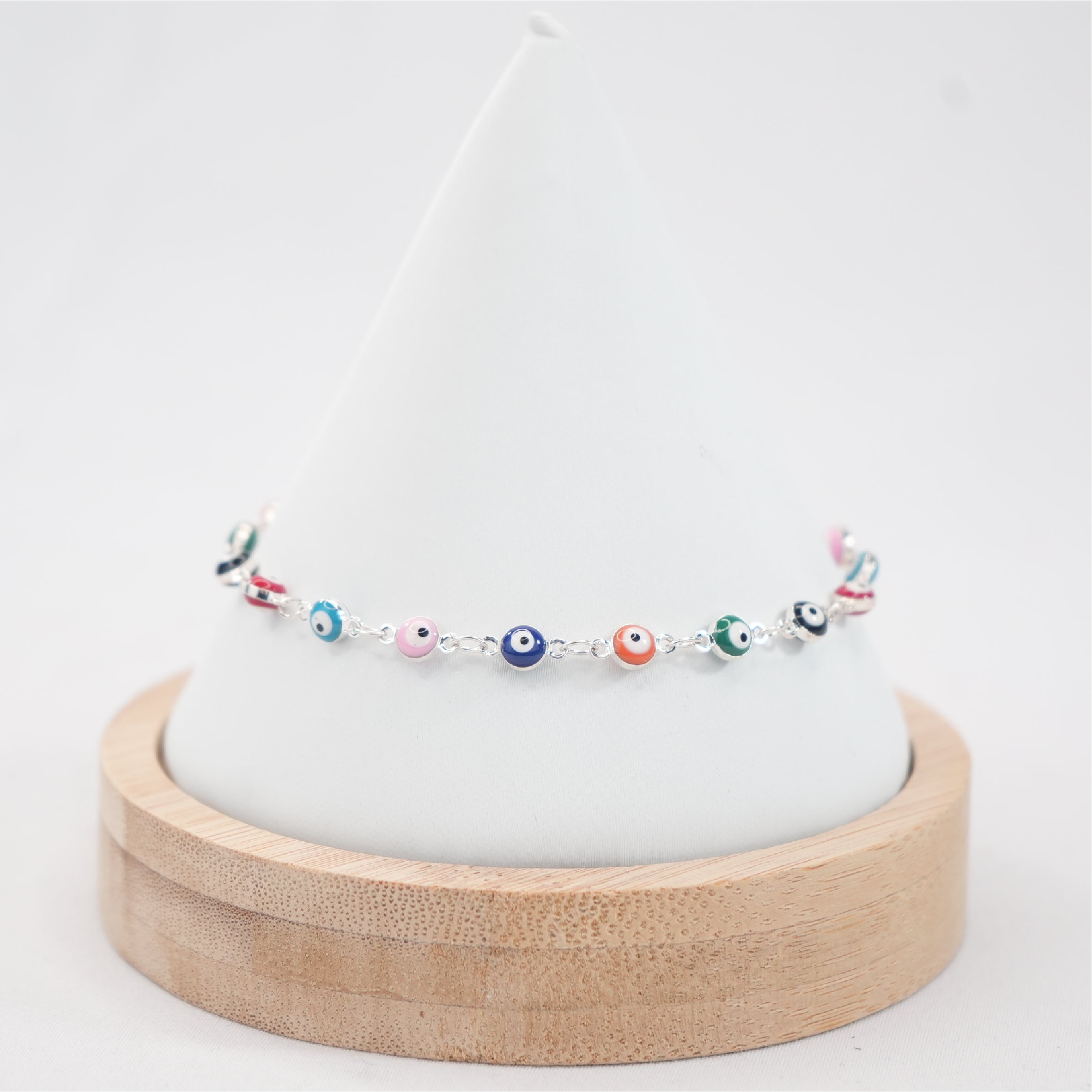 Colorful Evil Eye Anklet Silver Plated-Premium Protection