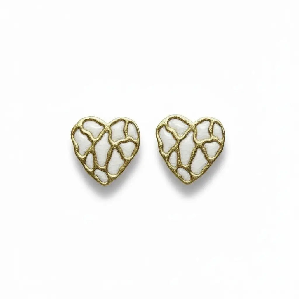 Enamel Mosaic Heart Earrings – 4 Color