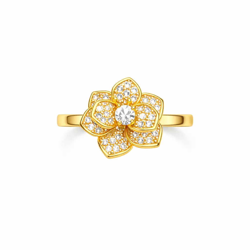Luna Floral Spinner Ring – Adjustable Gold & Silver Plated