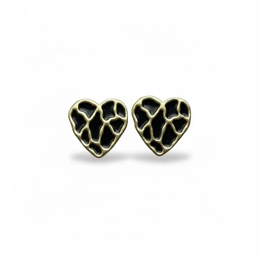 Enamel Mosaic Heart Earrings – 4 Color