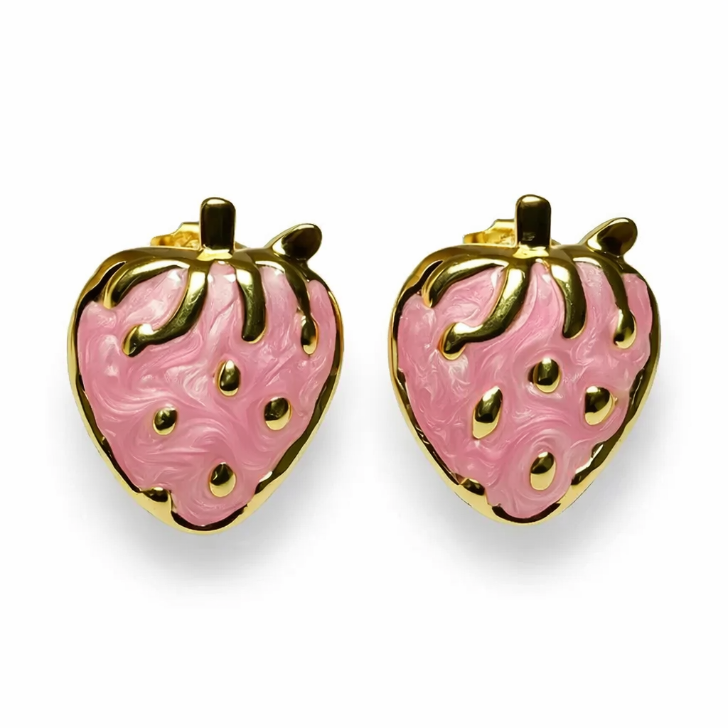 Strawberry Stud Earrings – Pink