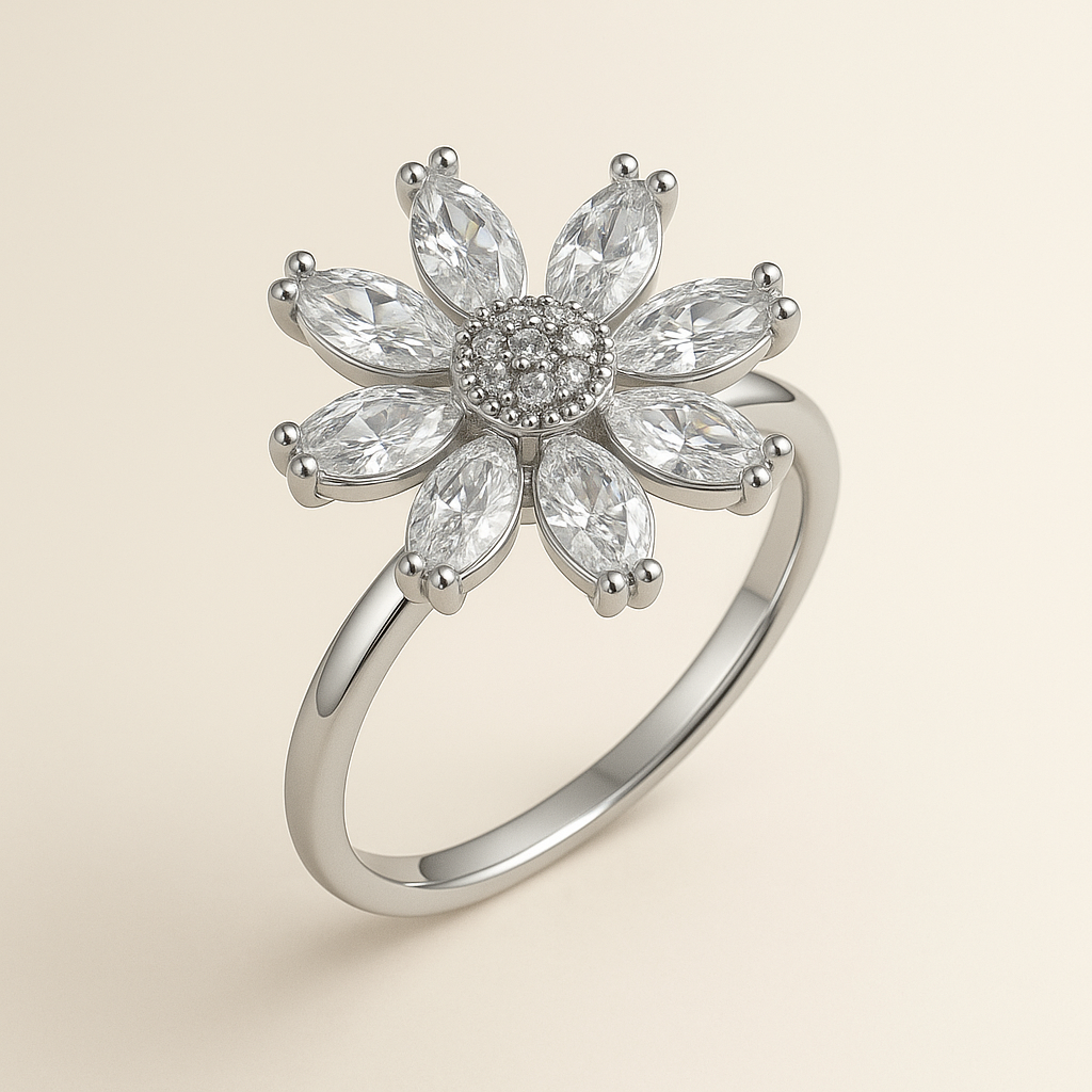 Anxiety Spinner Flower Ring - Stylish Adjustable Jewelry