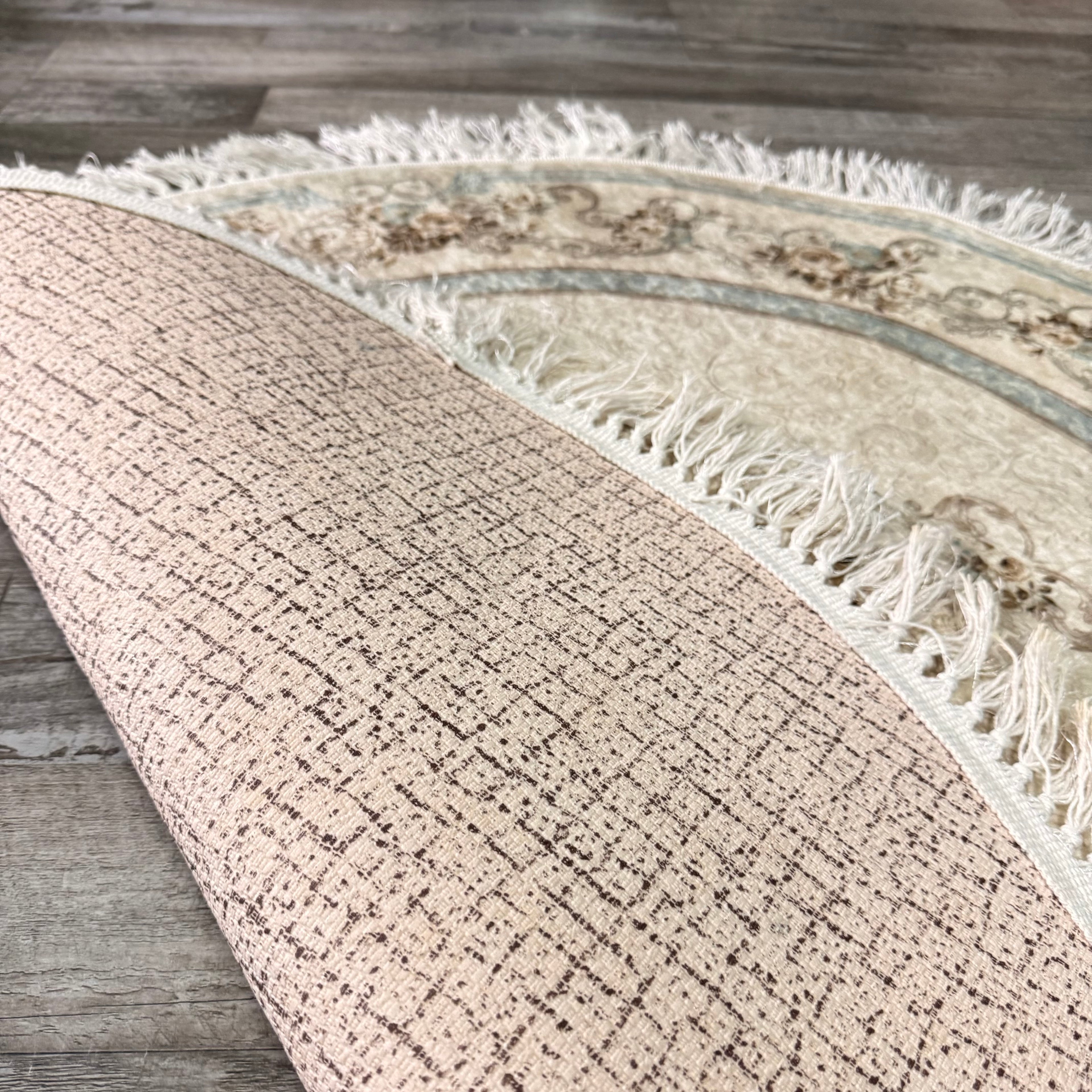 Oval  Pink Design Lateks Water Resistant Washable Tassel Area Rug