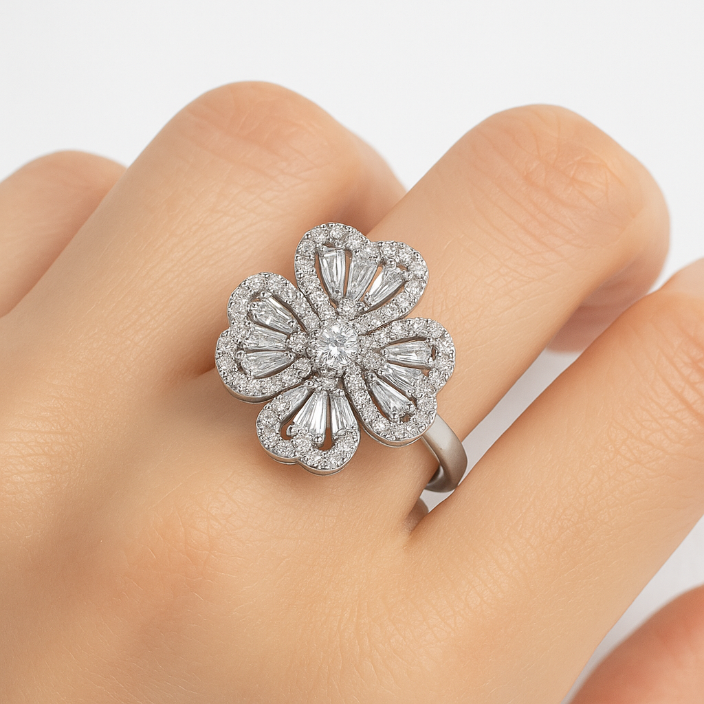 Spinning Flower Stainless Steel Ring | Unique Gift