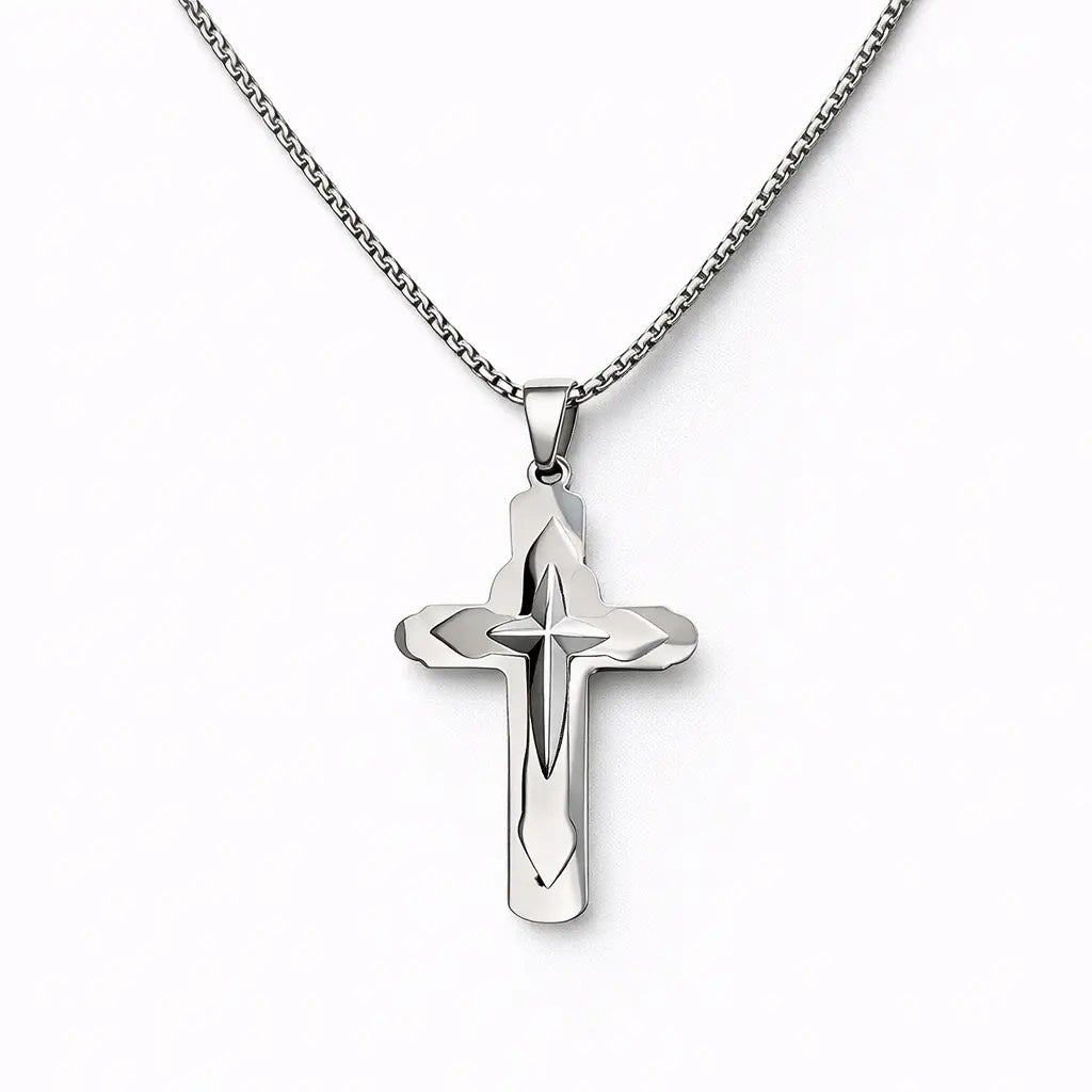 Men’s Stainless Steel Cross Necklace – Minimal & Timeless Design