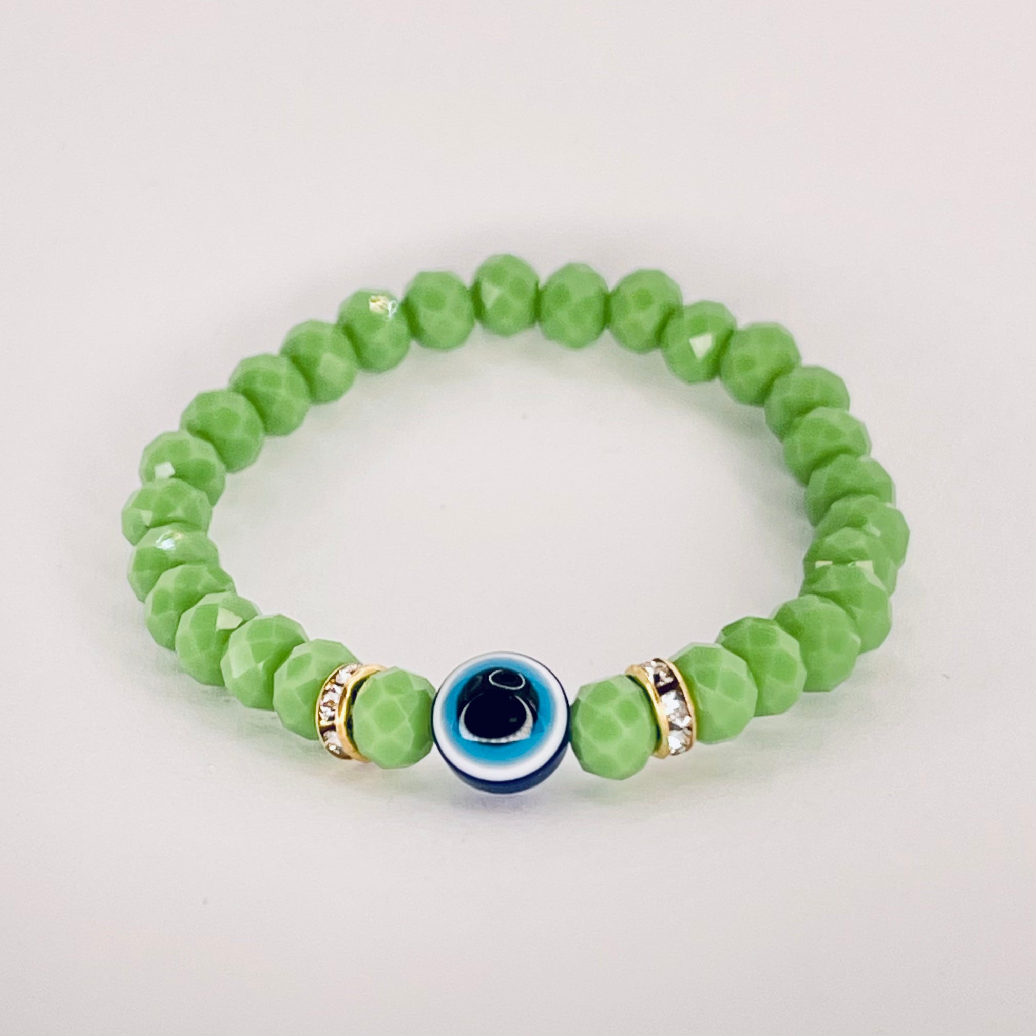 Green Beaded Evil Eye Kids Bracelet – Protective & Trendy