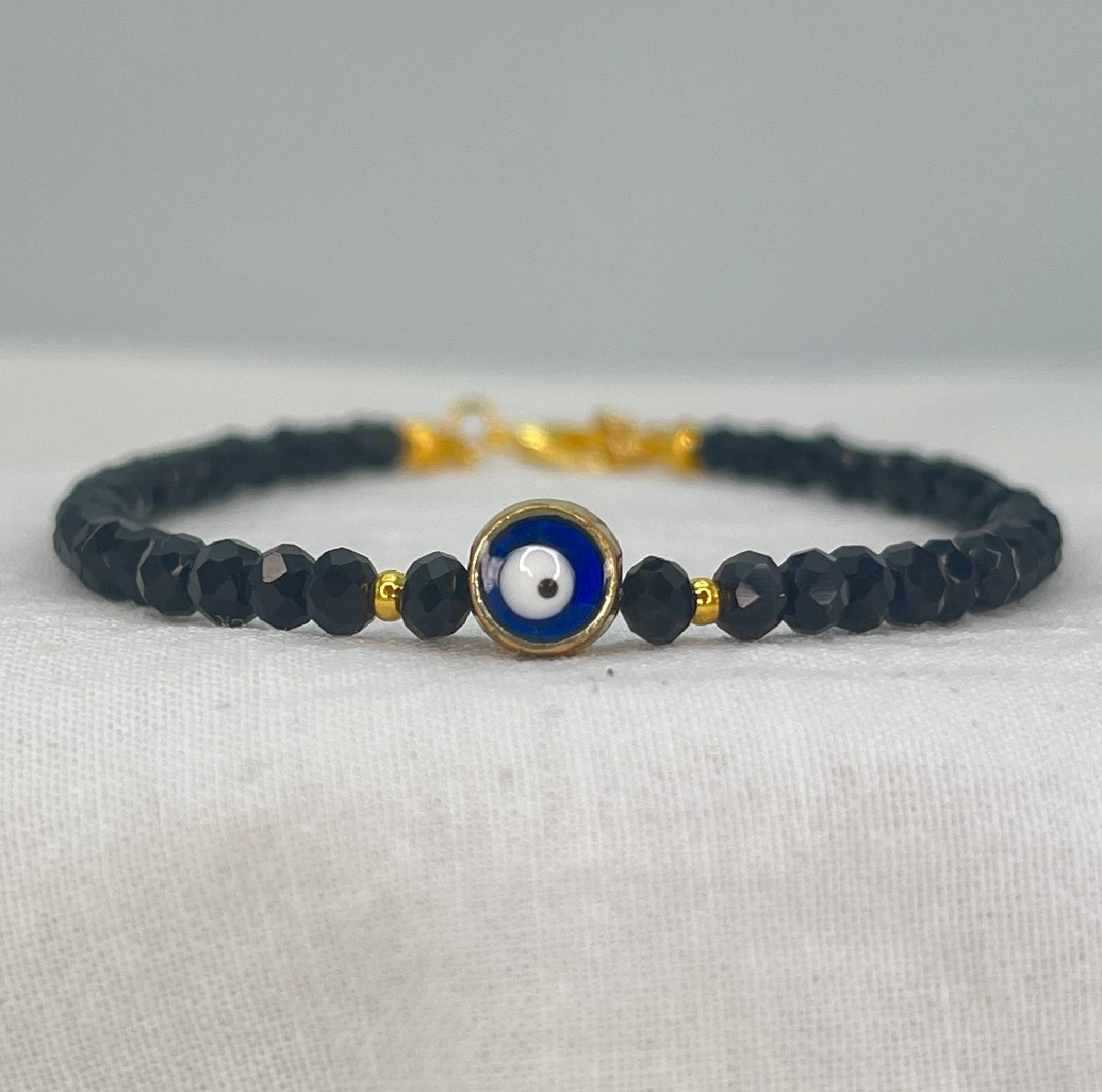 Handmade Evil Eye Anklet: Crystal Beads, Protective Charm