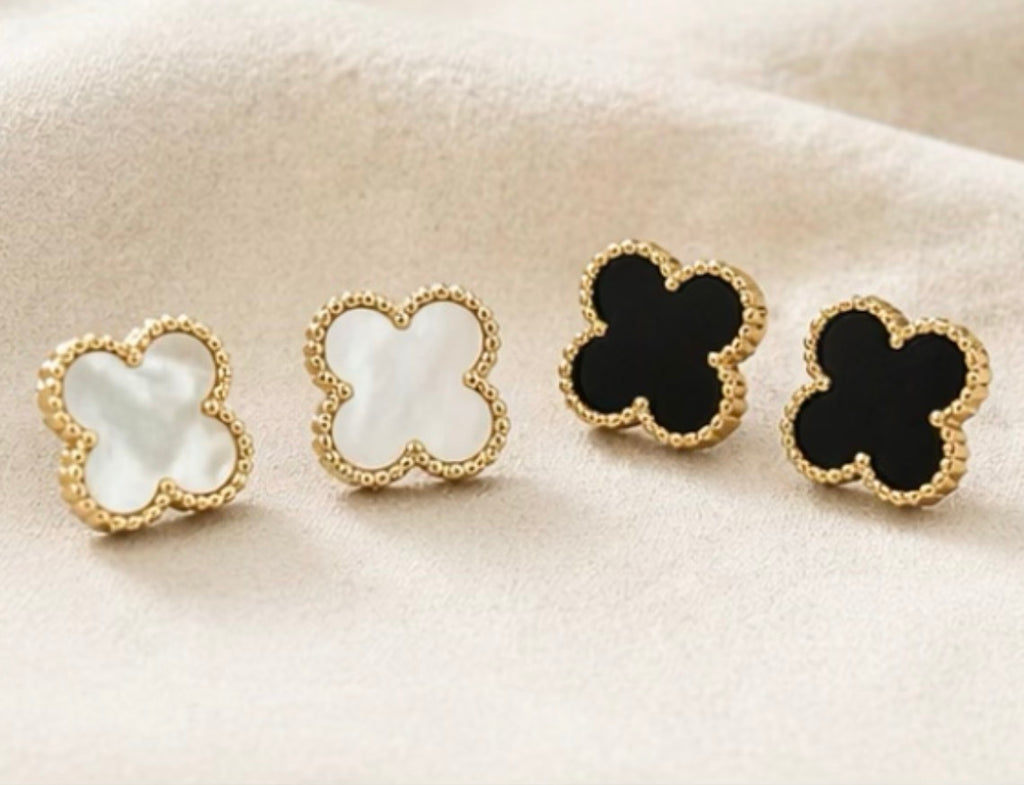 Clover Stud Earrings Stainless Steel Minimal Gold Plated