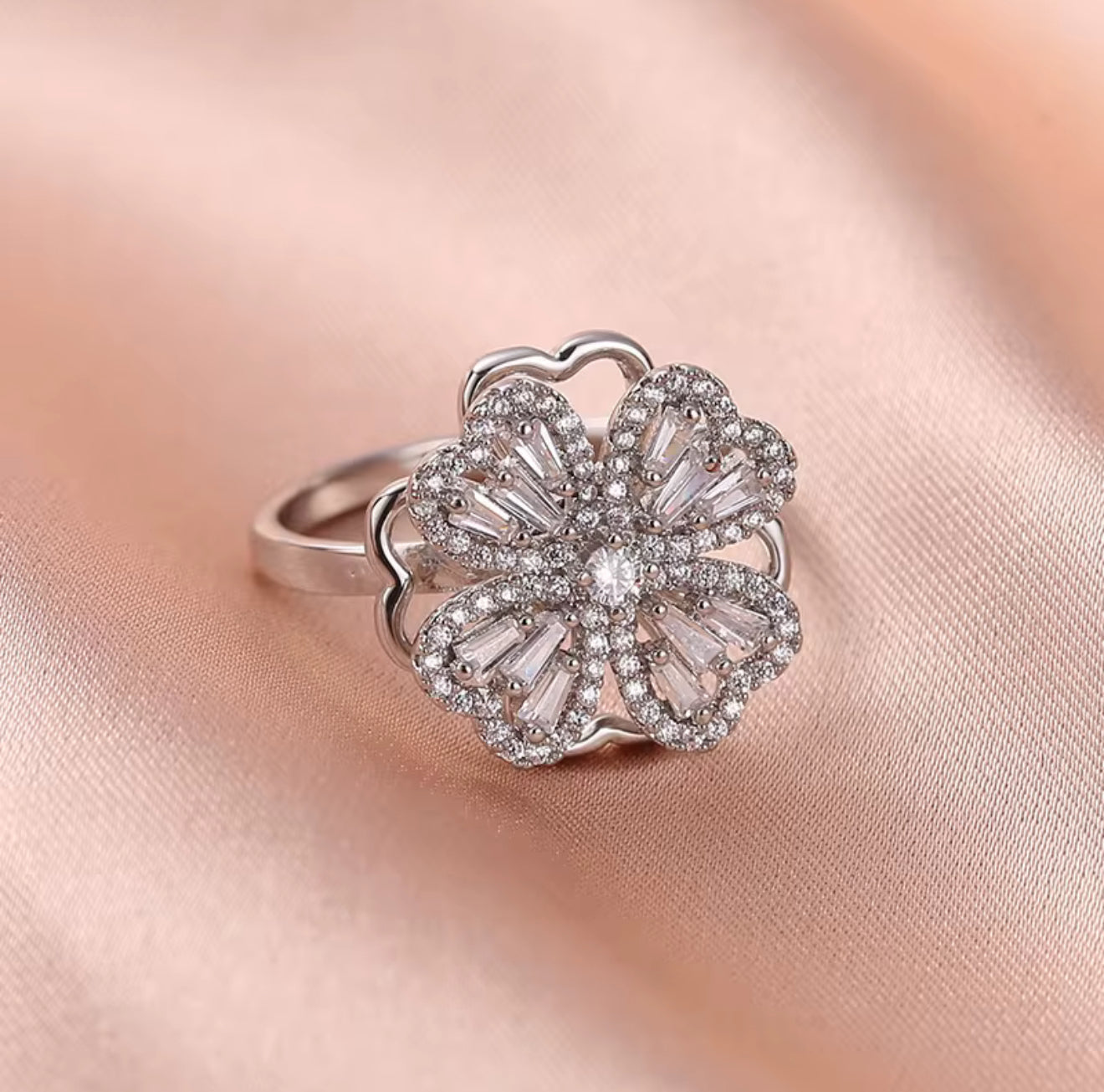 Spinning Flower Stainless Steel Ring | Unique Gift
