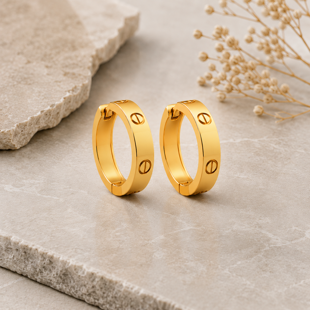 6mm–Mini LOVE Inspired Screw Hoop Earrings–Stainless Steel
