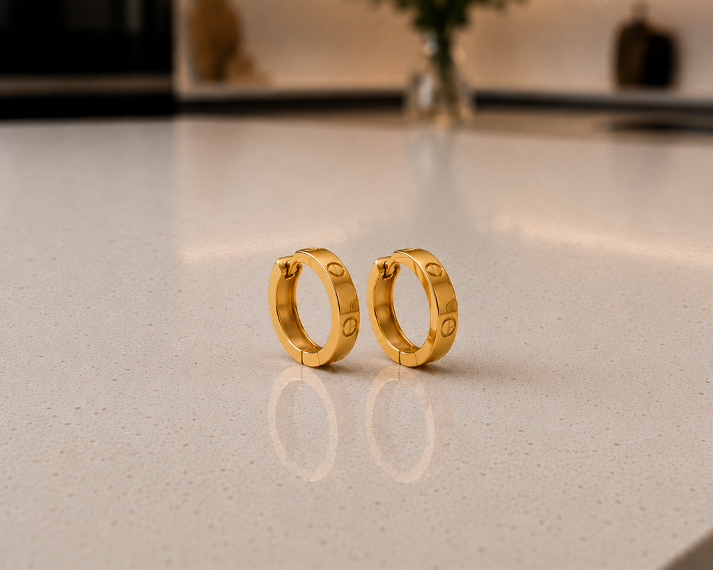 4mm– Mini LOVE Inspired Screw Hoop Earrings–Stainless Steel