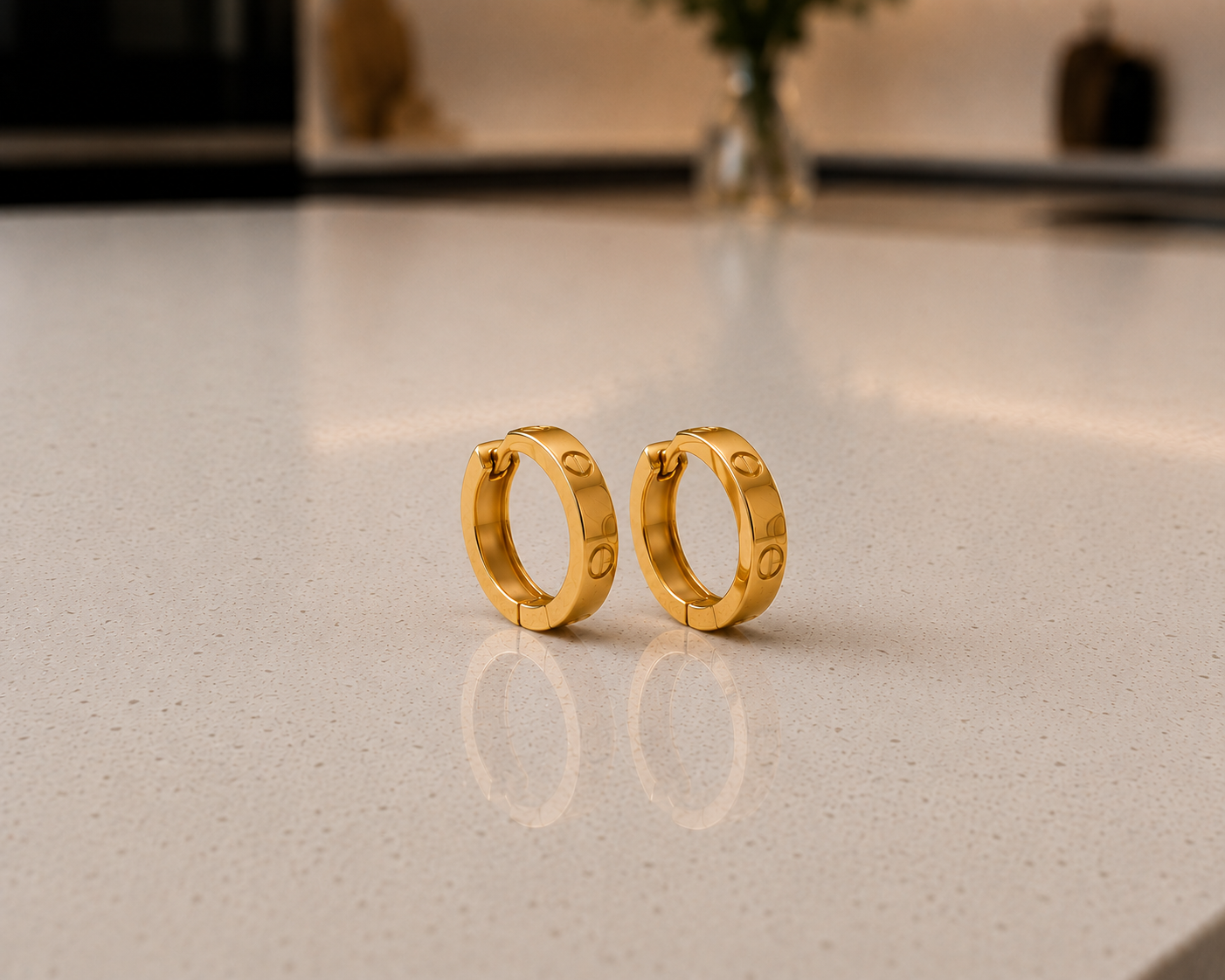 4mm– Mini LOVE Inspired Screw Hoop Earrings–Stainless Steel