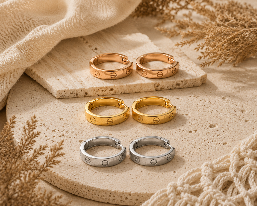 6mm - LOVE Inspired Screw Hoop Earrings –Stainless Steel
