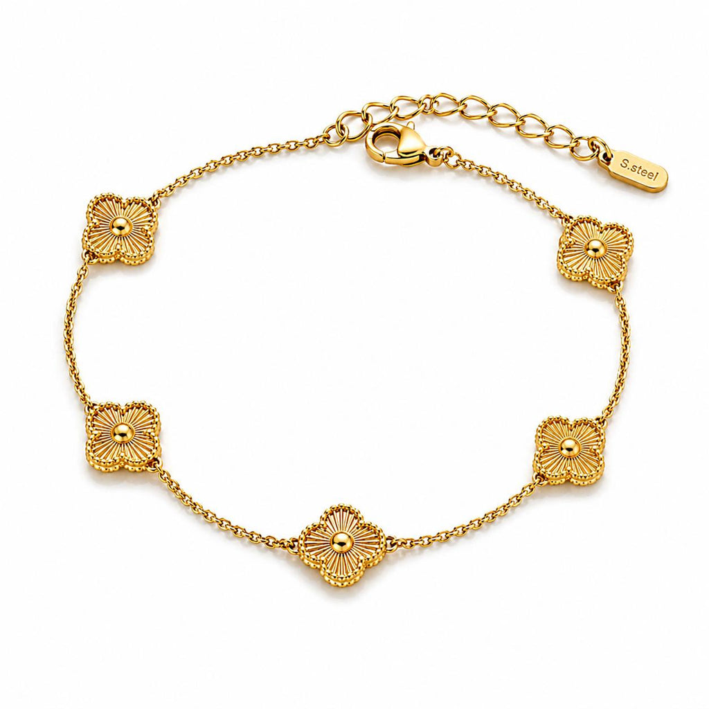 Clover Stainless Steel Bracelet – Gold & Silver