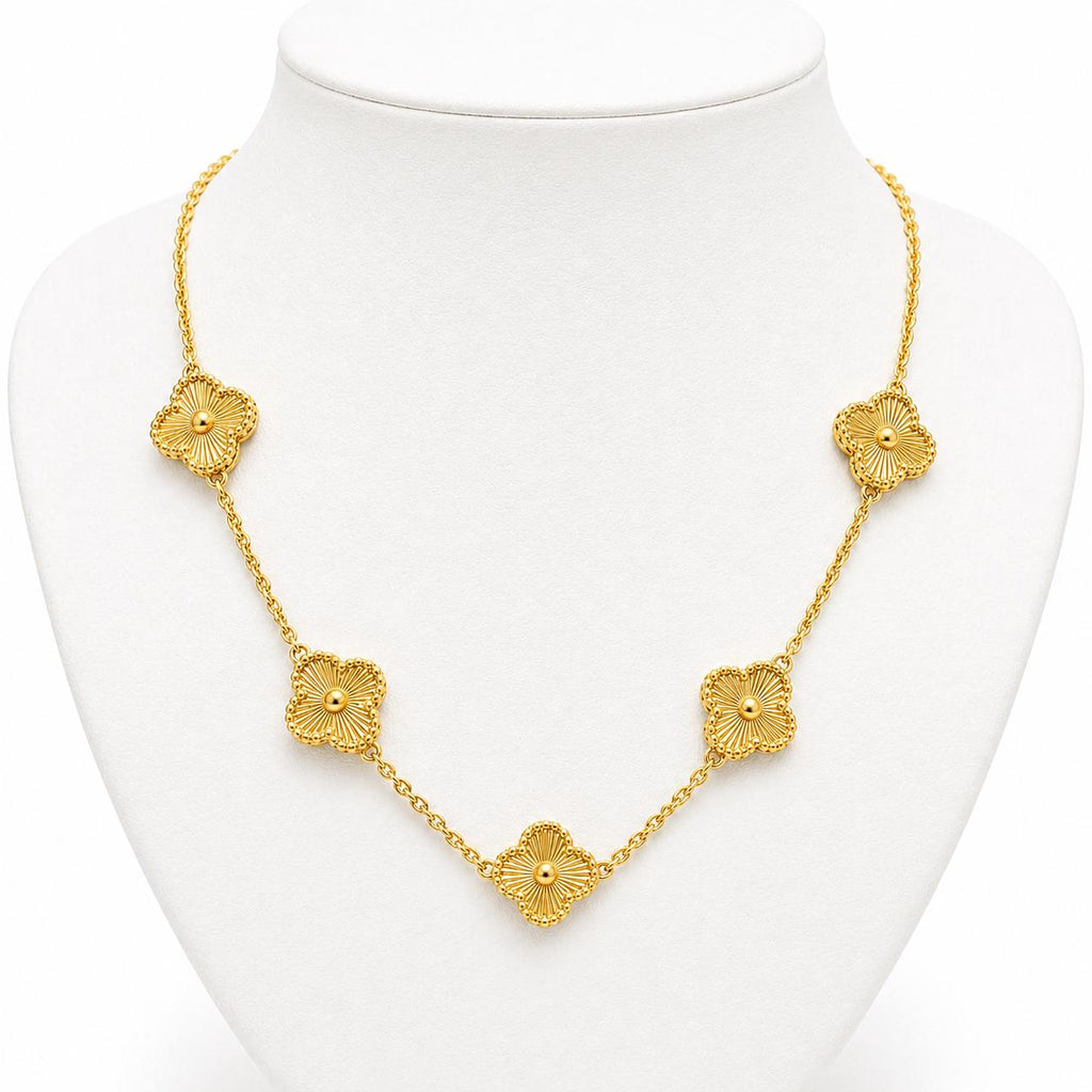 Clover Stainless Steel Necklace – Gold & Silver