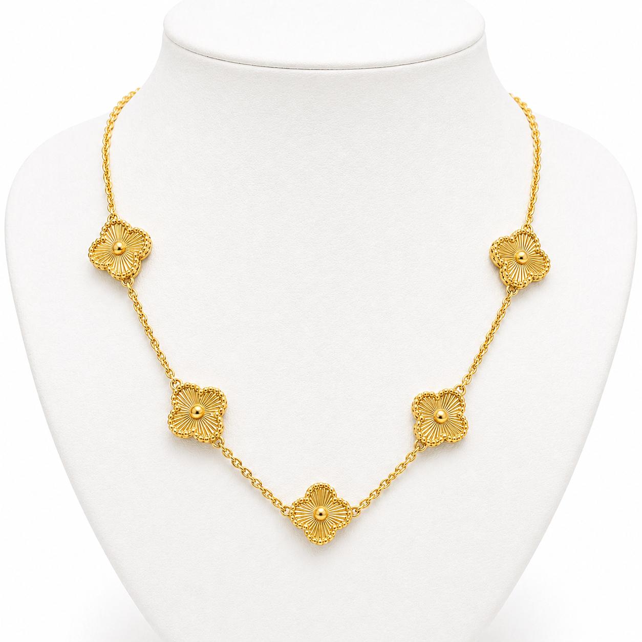 Clover Stainless Steel Necklace – Gold & Silver