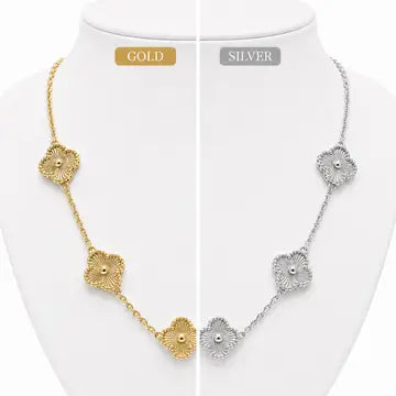 Clover Stainless Steel Necklace – Gold & Silver
