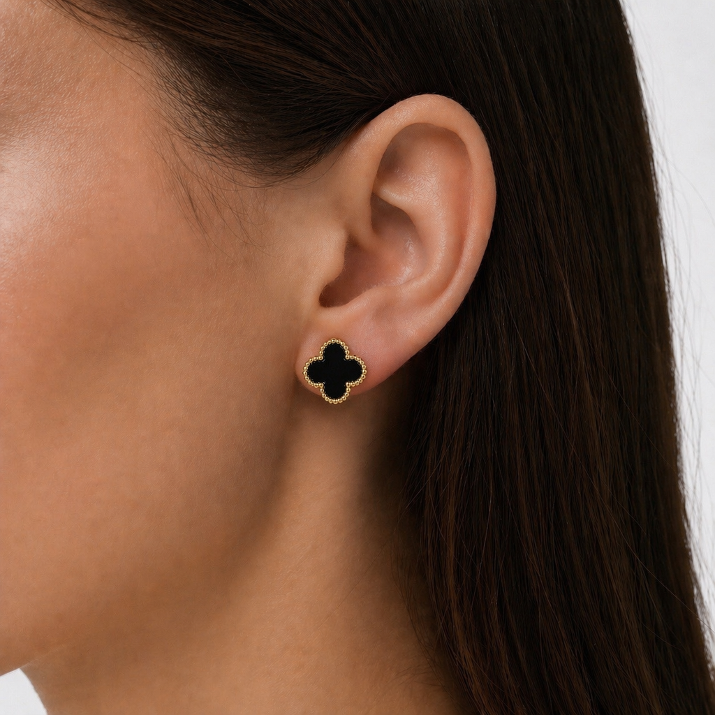 Clover Stud Earrings Stainless Steel Minimal Gold Plated