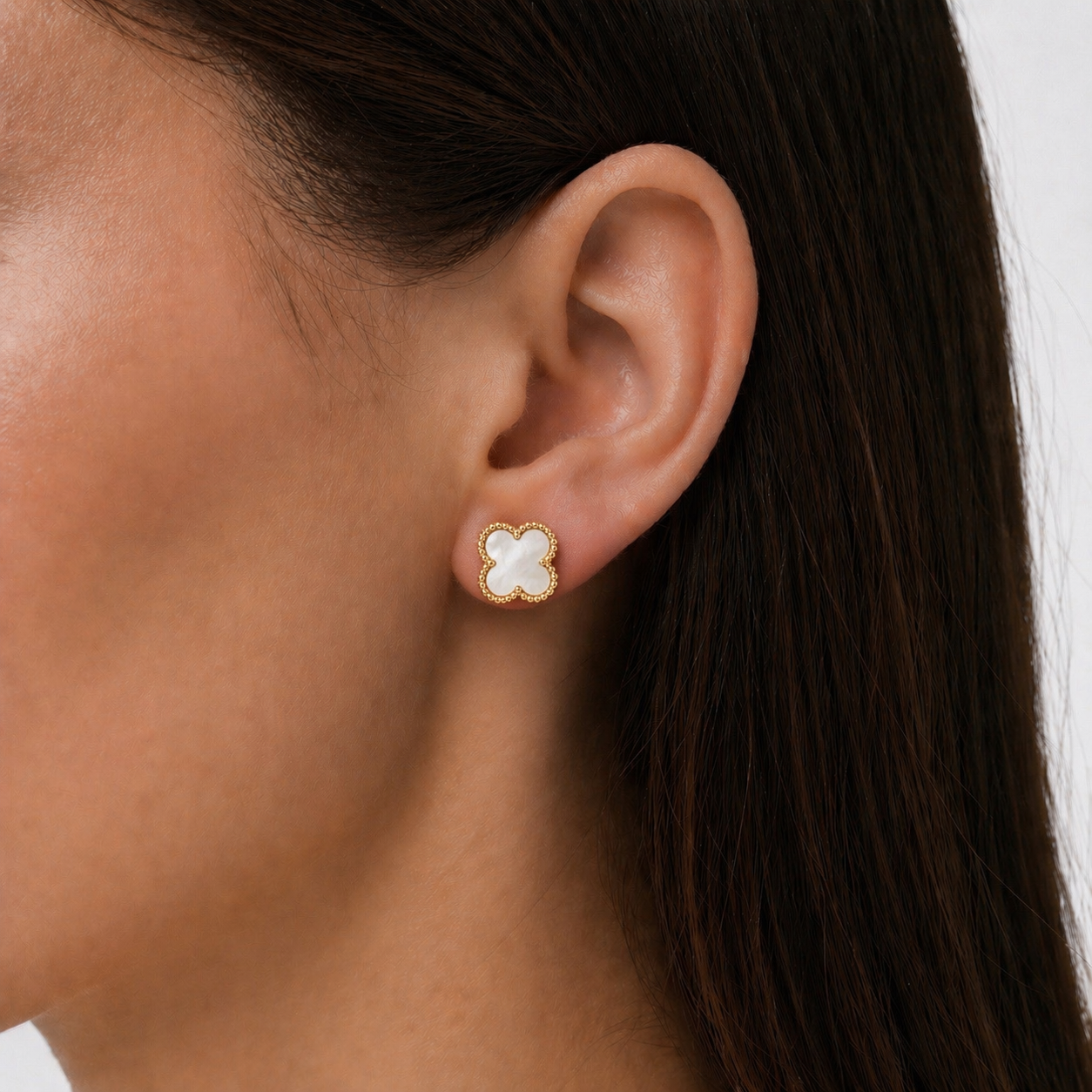 Clover Stud Earrings Stainless Steel Minimal Gold Plated