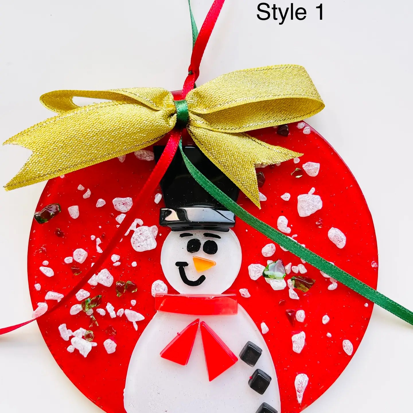Handmade Glass Christmas Snowman Ornament – Round Holiday Tree & Wall Decor